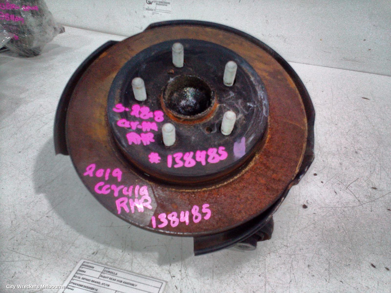 TOYOTA COROLLA RIGHT REAR HUB ASSEMBLY, E210, DENSO BRAND, 07/2018 ONWARDS