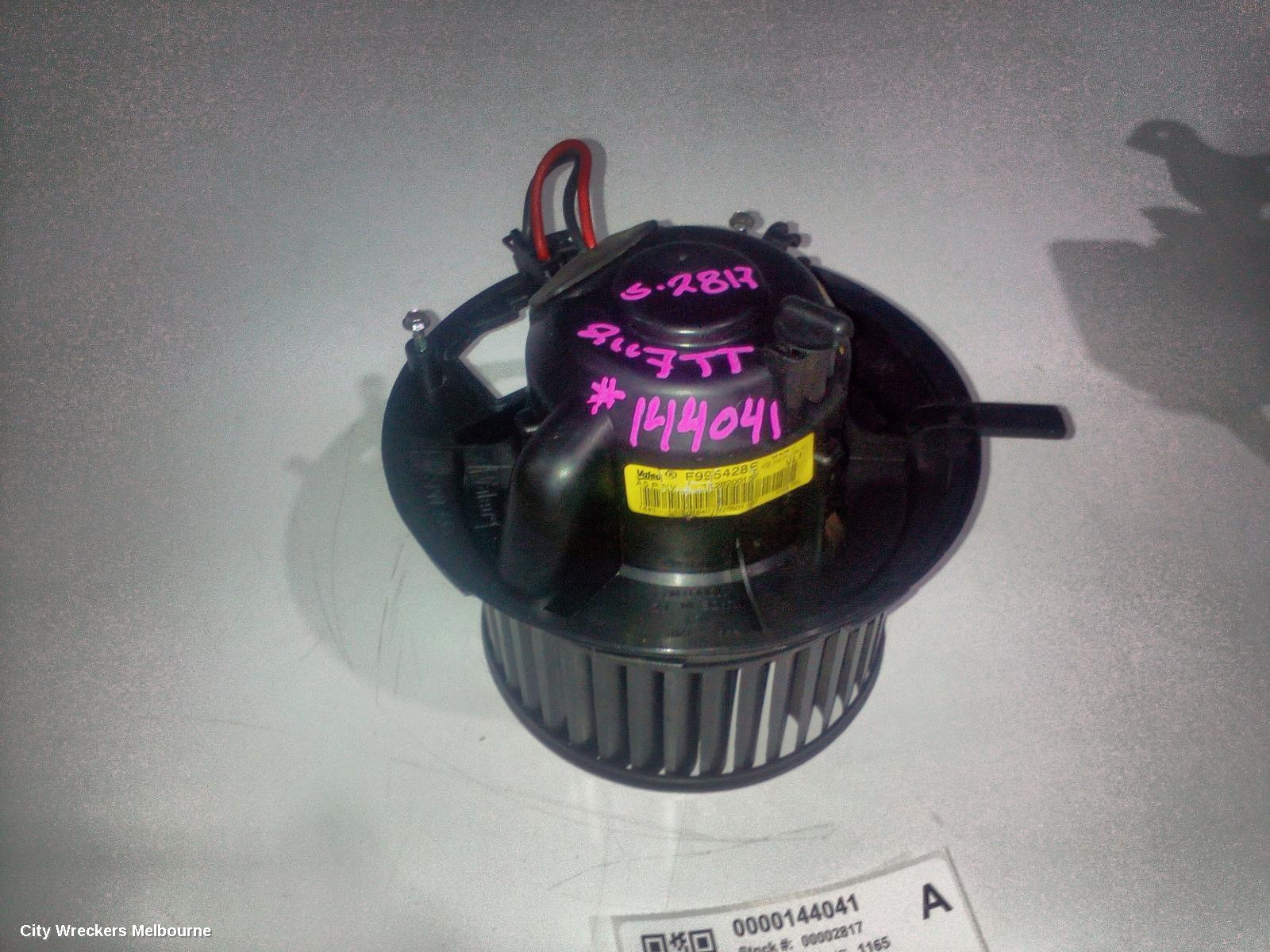 AUDI TT HEATER FAN MOTOR, 8J, 09/2006 - 12/2014