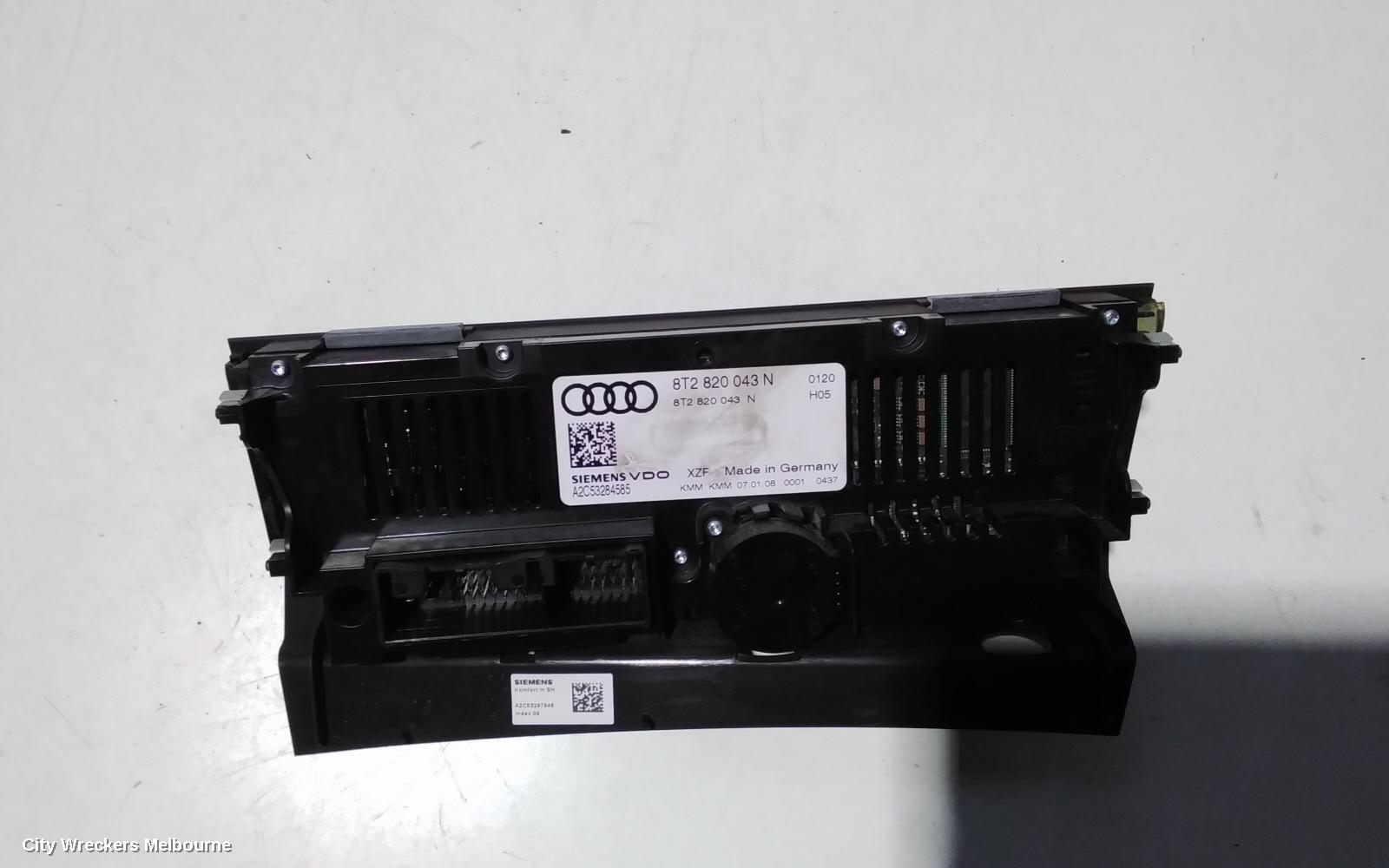 AUDI A5 HEATER/AC CONTROLS, THREE ZONE CLIMATE CONTROL, 8T, HEATED TYPE, 10/2007 - 08/2011