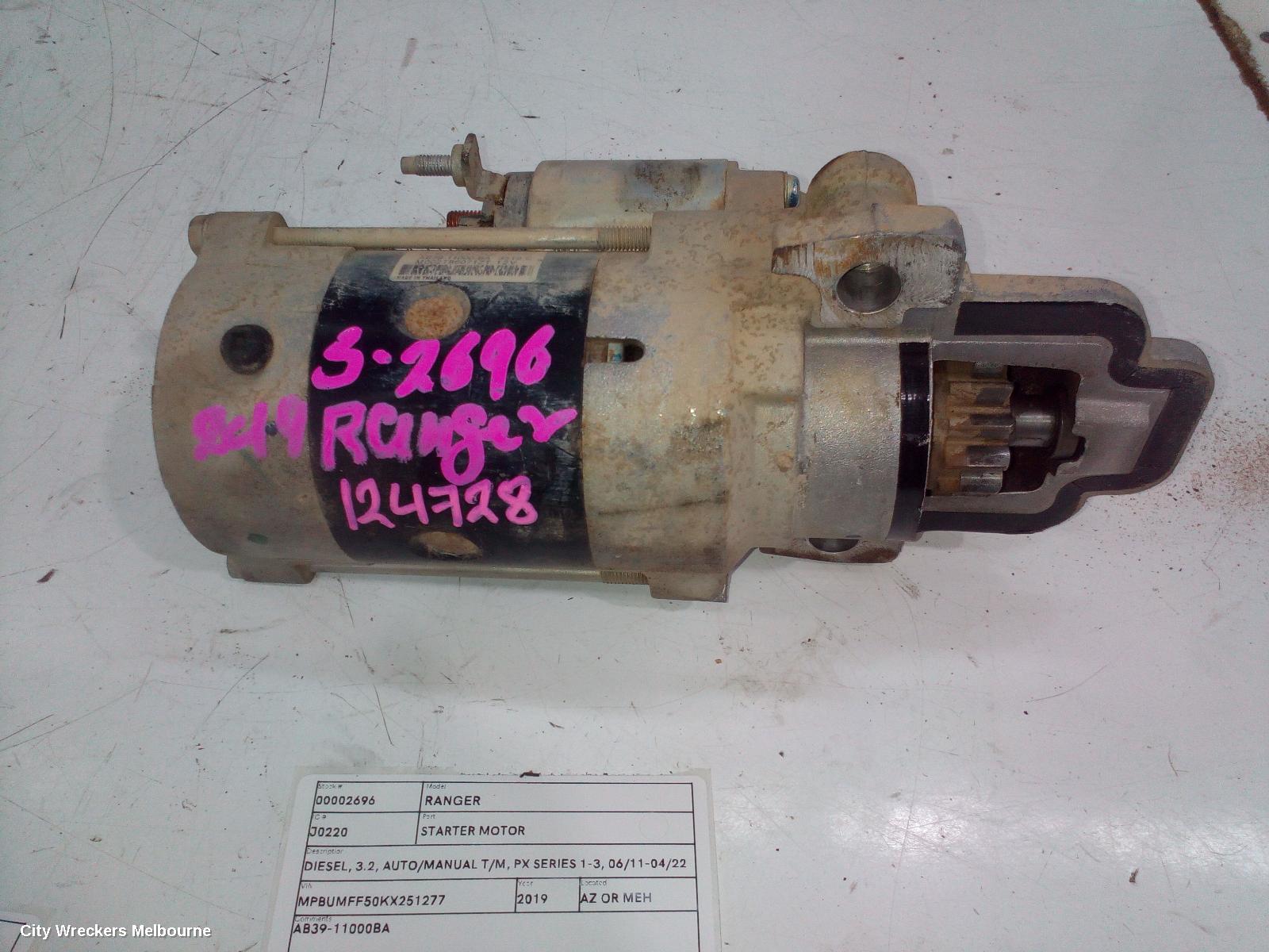 FORD RANGER STARTER, DIESEL, 3.2, AUTO/MANUAL T/M, PX SERIES 1-3, 06/2011 - 04/2022