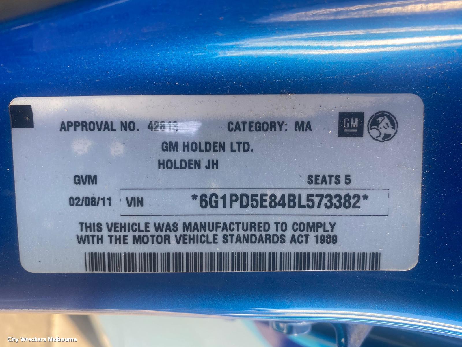 HOLDEN CRUZE LEFT TAILLIGHT, JG/JH, SEDAN, 03/2009 - 01/2017