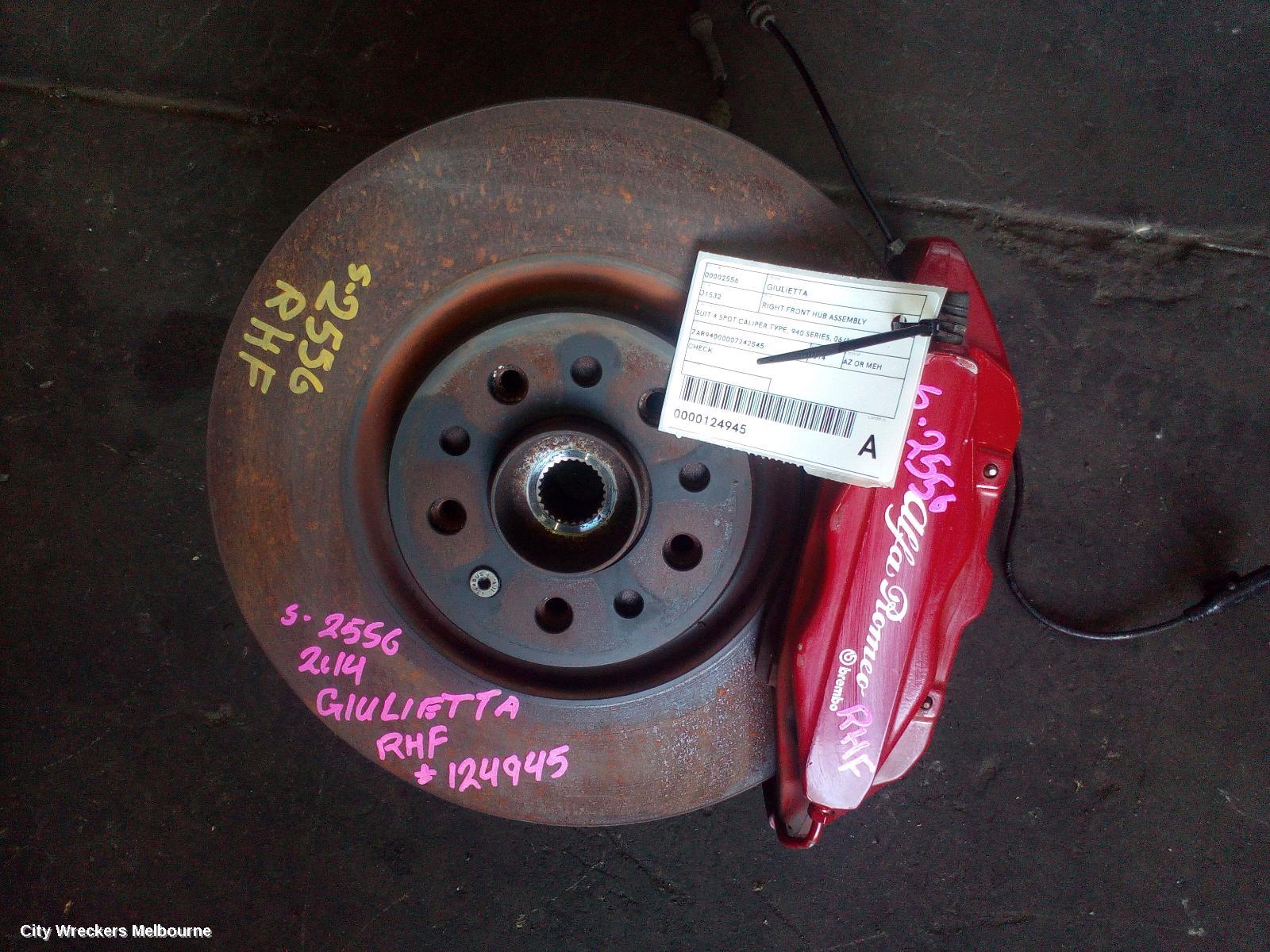 ALFA ROMEO GIULIETTA RIGHT FRONT HUB ASSEMBLY, SUIT 4 SPOT CALIPER TYPE, 940 SERIES, 06/2011 ONWARDS