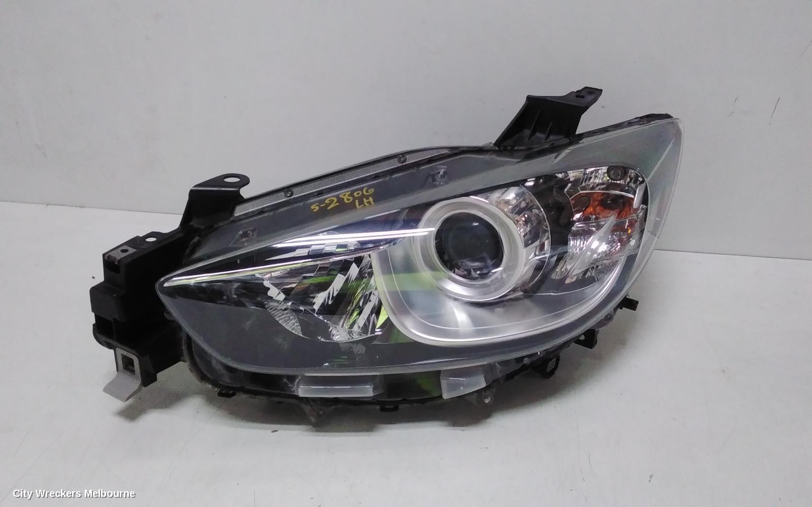 MAZDA CX5 LEFT HEADLAMP, KE, MAXX/MAXX SPORT, HALOGEN, MANUAL ADJ, 02/2012 - 12/2016