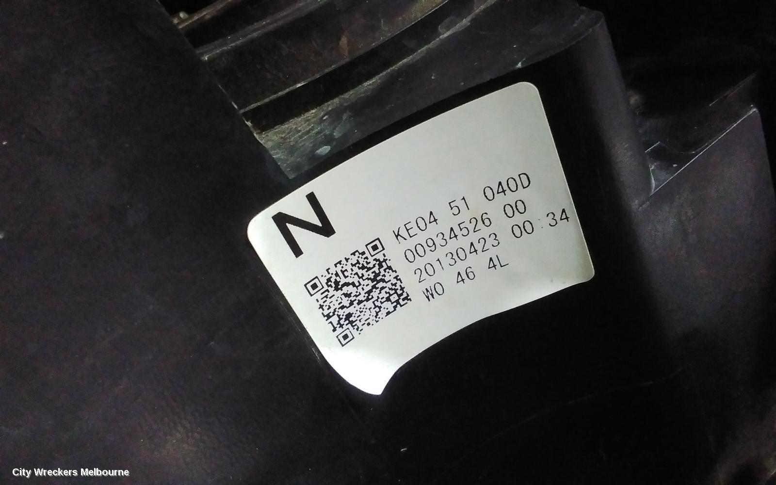MAZDA CX5 LEFT HEADLAMP, KE, MAXX/MAXX SPORT, HALOGEN, MANUAL ADJ, 02/2012 - 12/2016