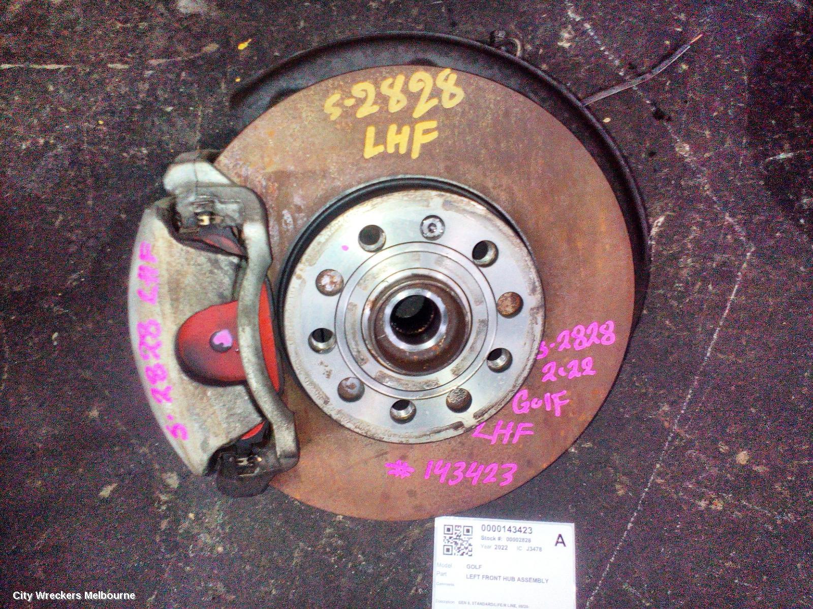 VOLKSWAGEN GOLF LEFT FRONT HUB ASSEMBLY, GEN 8, STANDARD/LIFE/R LINE, 09/2020 ONWARDS