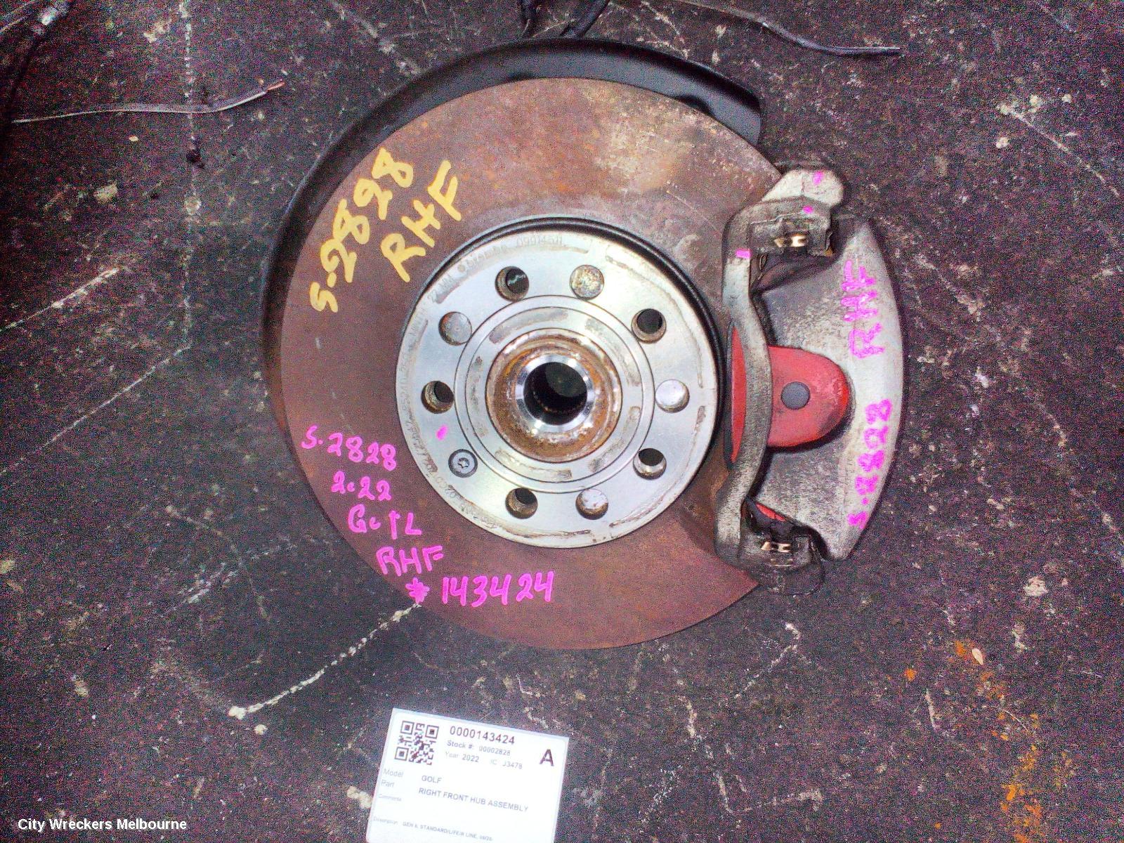 VOLKSWAGEN GOLF RIGHT FRONT HUB ASSEMBLY, GEN 8, STANDARD/LIFE/R LINE, 09/2020 ONWARDS