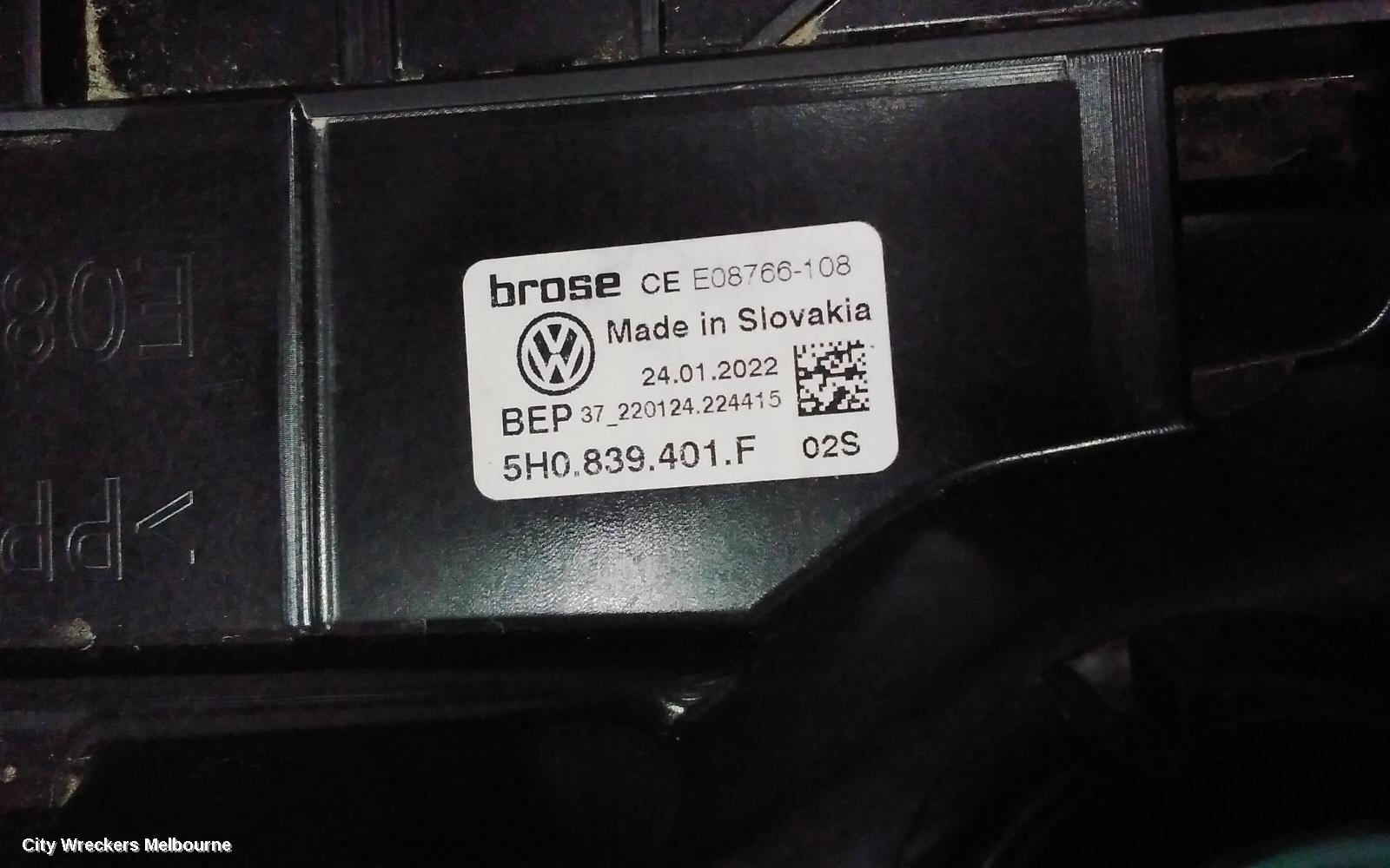 VOLKSWAGEN GOLF LEFT REAR WND REG/MOTOR, GEN 8, DOOR REG ASSY (REG AND MOTOR), 09/2020 ONWARDS