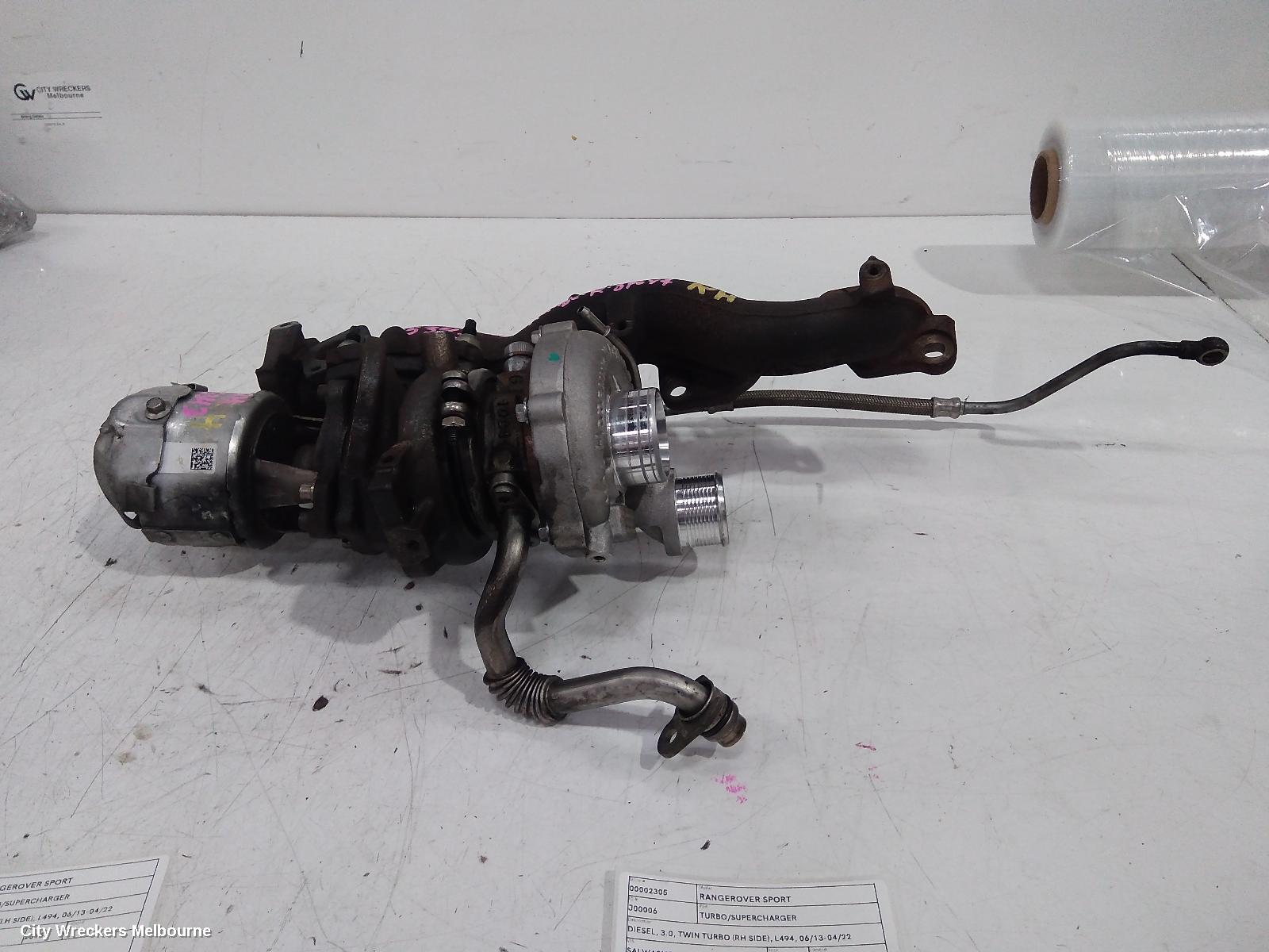 LAND ROVER RANGEROVER SPORT TURBO SUPERCHARGER, DIESEL, 3.0, TWIN TURBO (RH SIDE), L494, 06/2013 - 04/2022
