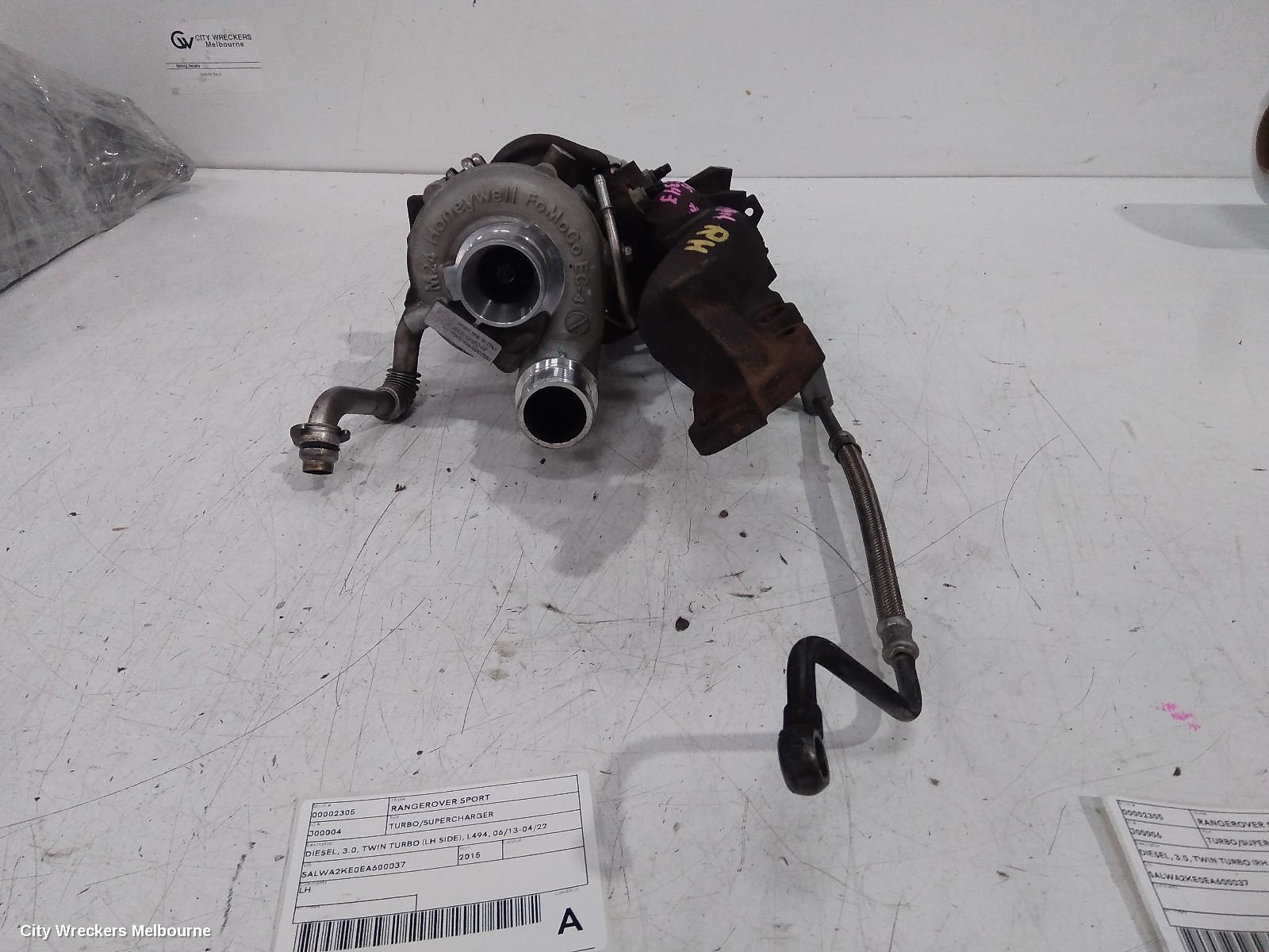 LAND ROVER RANGEROVER SPORT TURBO SUPERCHARGER, DIESEL, 3.0, TWIN TURBO (RH SIDE), L494, 06/2013 - 04/2022