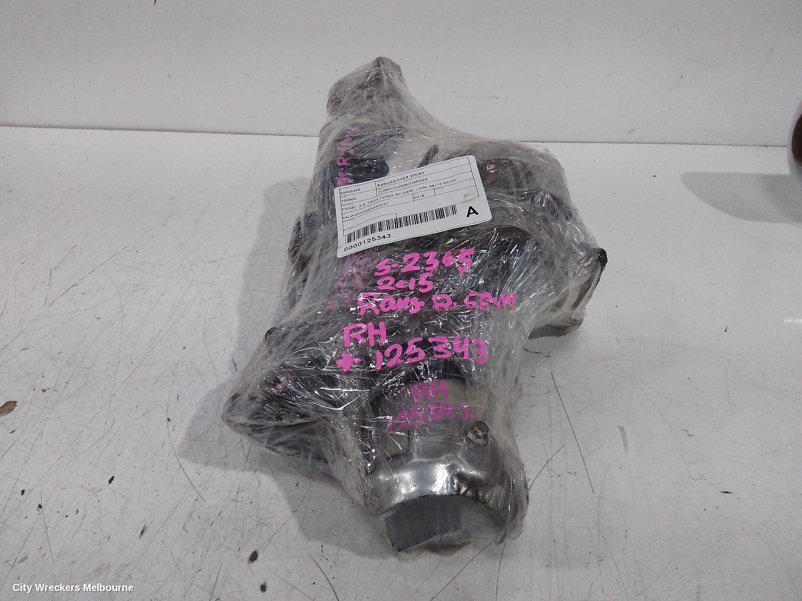 LAND ROVER RANGEROVER SPORT TURBO SUPERCHARGER, DIESEL, 3.0, TWIN TURBO (RH SIDE), L494, 06/2013 - 04/2022