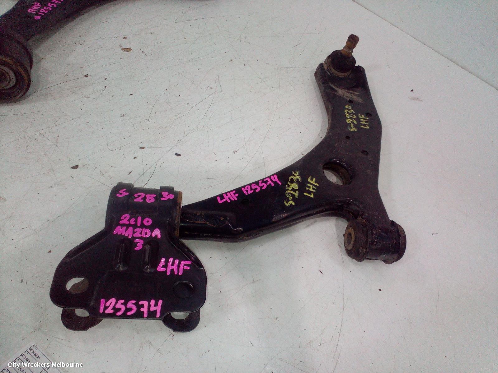 MAZDA 3 LEFT FRONT LOWER CONTROL ARM, BL, 04/2009 - 10/2013