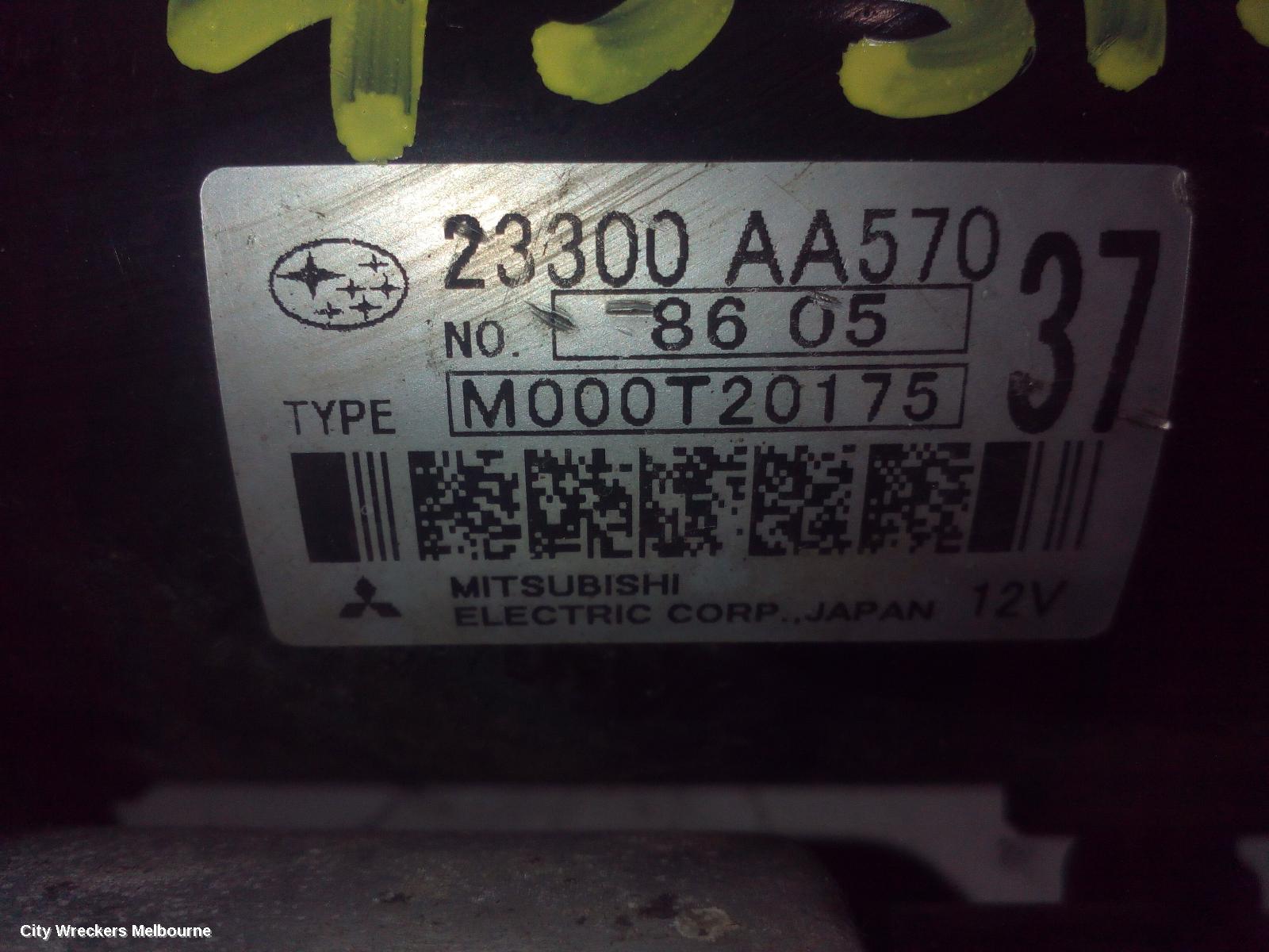 SUBARU FORESTER STARTER, PETROL, EJ20/EJ25, NON TURBO, AUTO, 4 SPEED, 08/1997 - 12/2012
