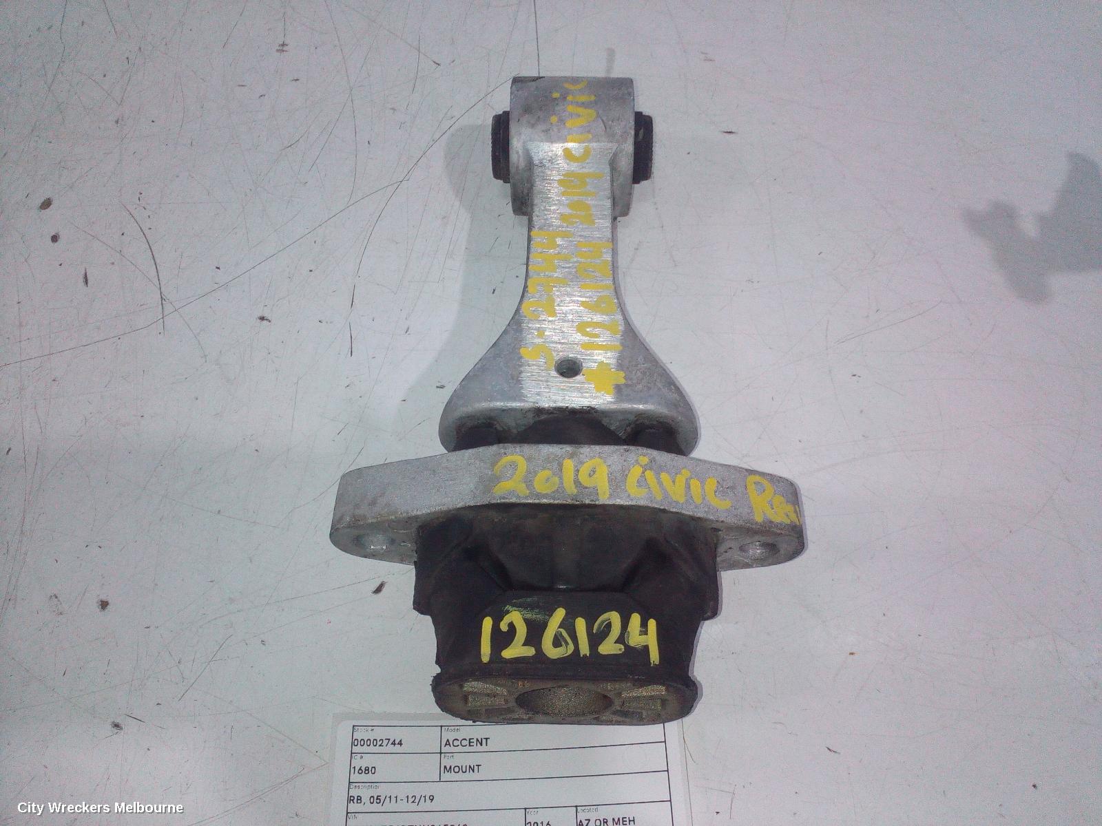HYUNDAI ACCENT MOUNT, RB, 05/2011 - 12/2019