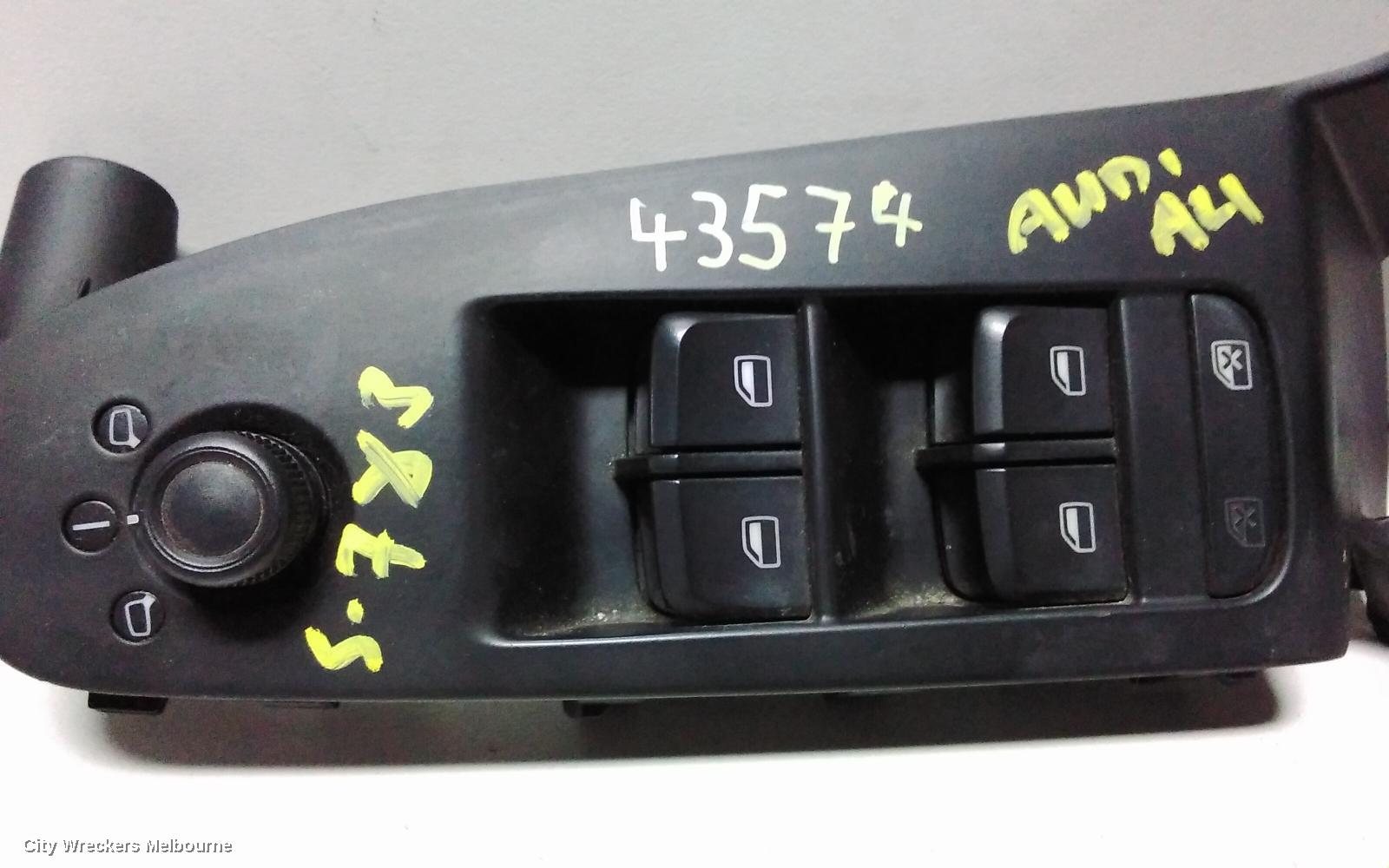 AUDI A4 PWR DR WIND SWITCH, RH FRONT (MASTER SWITCH), B8 8K, 02/2008 - 06/2012