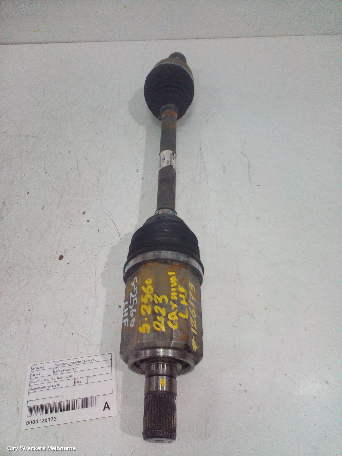 KIA CARNIVAL/GRAND CARNIVAL LEFT DRIVESHAFT, FRONT, DIESEL, 2.2, KA4, 10/2020 ONWARDS