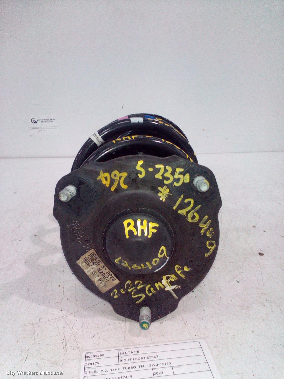 HYUNDAI SANTA FE RIGHT FRONT STRUT, DIESEL, 2.2, D4HE, TURBO, TM, 12/2020 - 10/2023
