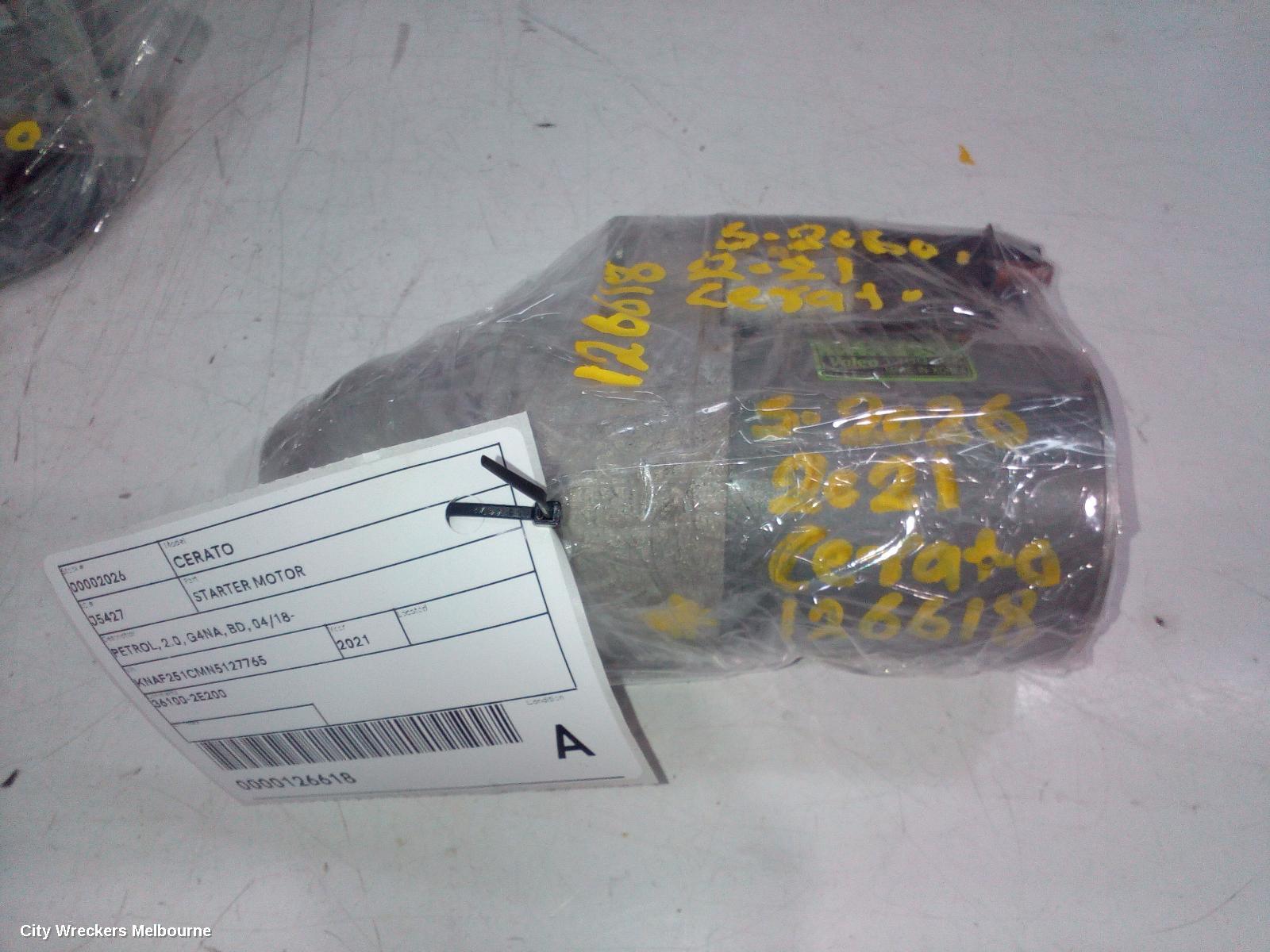 KIA CERATO STARTER, PETROL, 2.0, G4NA, BD, 04/2018 ONWARDS