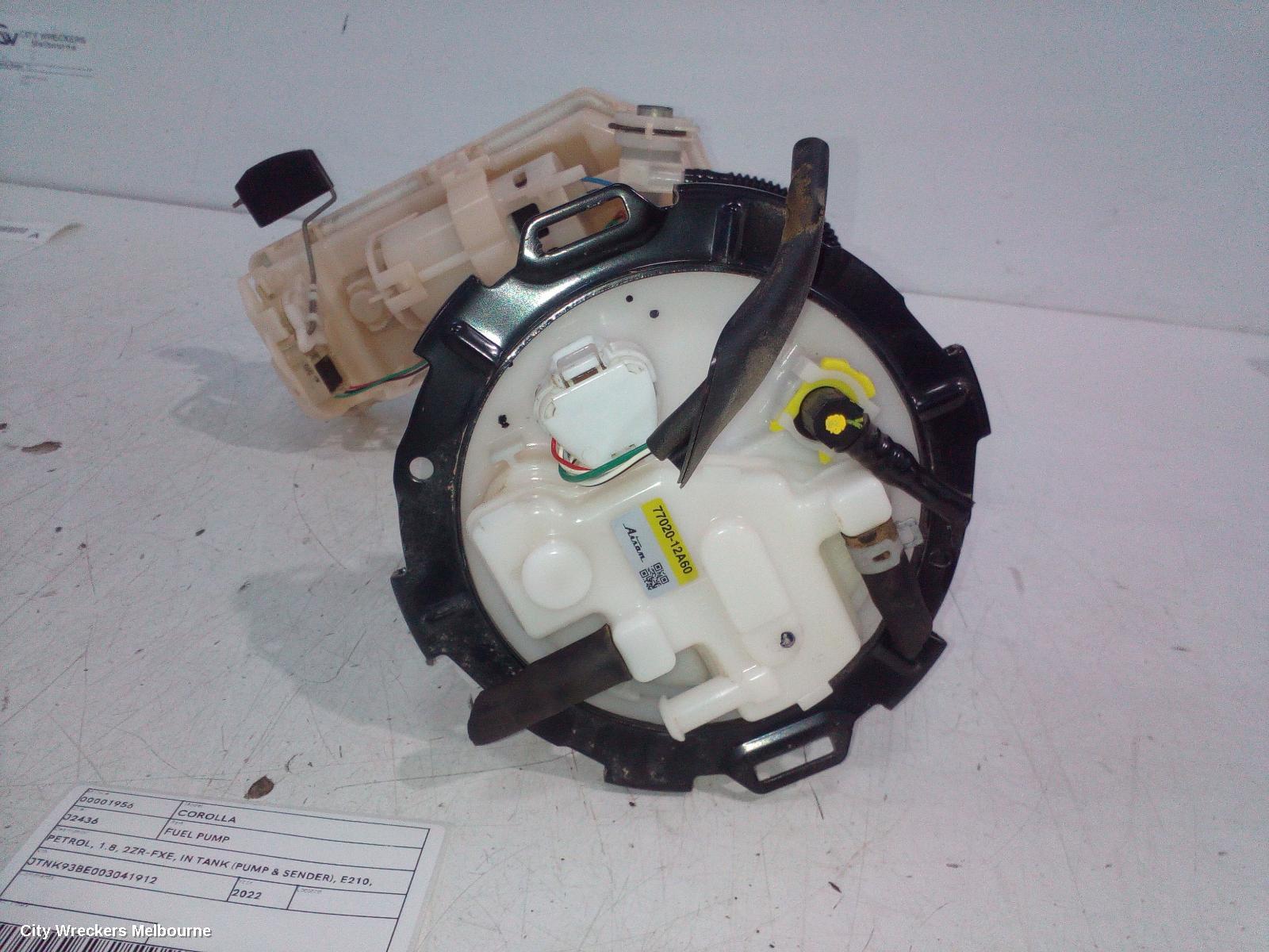 TOYOTA COROLLA FUEL PUMP, PETROL, 1.8, 2ZR-FXE, IN TANK (PUMP & SENDER), E210, 07/2018 ONWARDS
