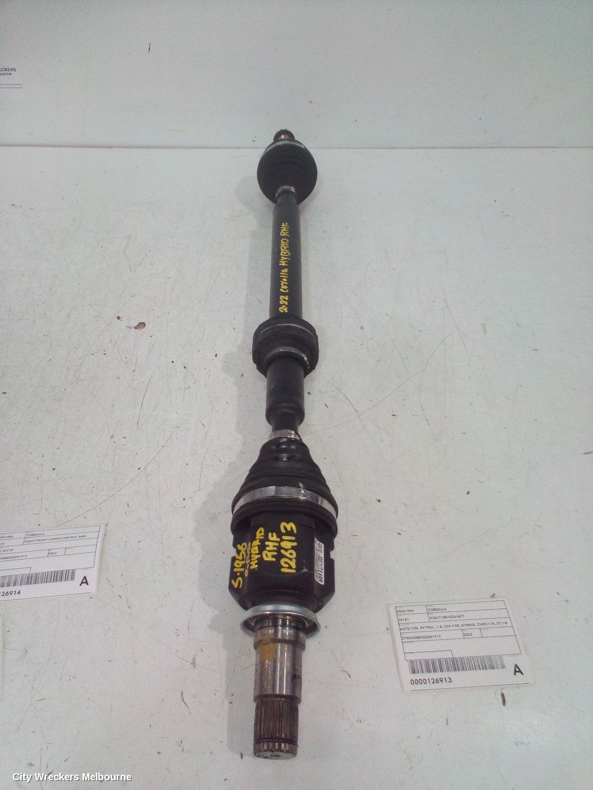 TOYOTA COROLLA RIGHT DRIVESHAFT, AUTO T/M, PETROL, 1.8, 2ZR-FXE, HYBRID, ZWE211R, 07/2018 ONWARDS
