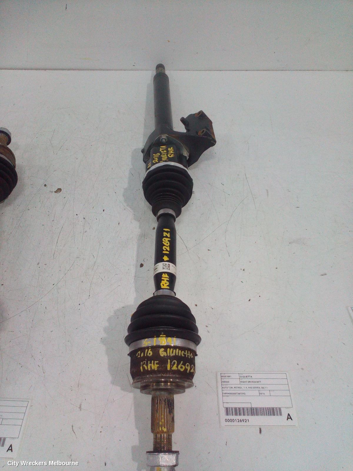 ALFA ROMEO GIULIETTA RIGHT DRIVESHAFT, AUTO T/M, PETROL, 1.4, 940 SERIES, 06/2011 ONWARDS