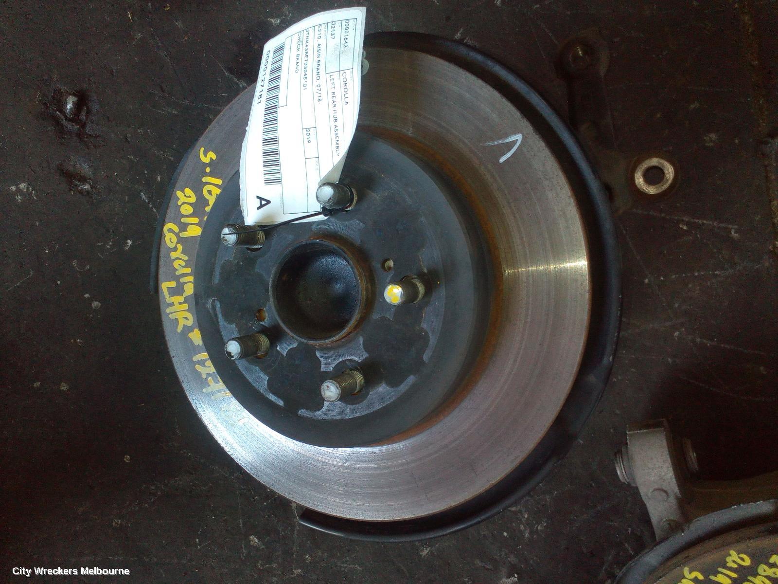 TOYOTA COROLLA LEFT REAR HUB ASSEMBLY, E210, AISIN BRAND, 07/2018 ONWARDS