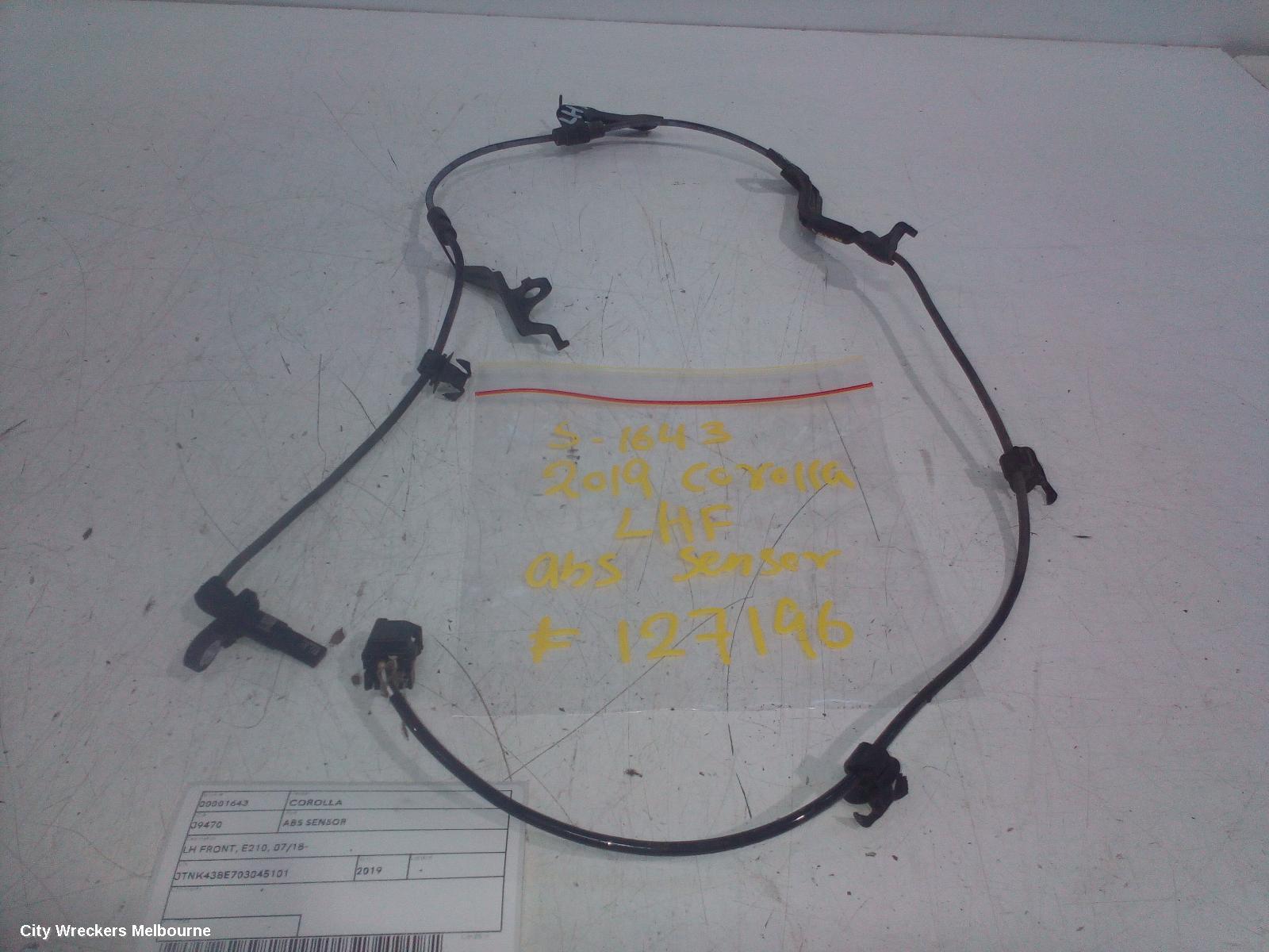 TOYOTA COROLLA ABS SENSOR, LH FRONT, E210, 07/2018 ONWARDS