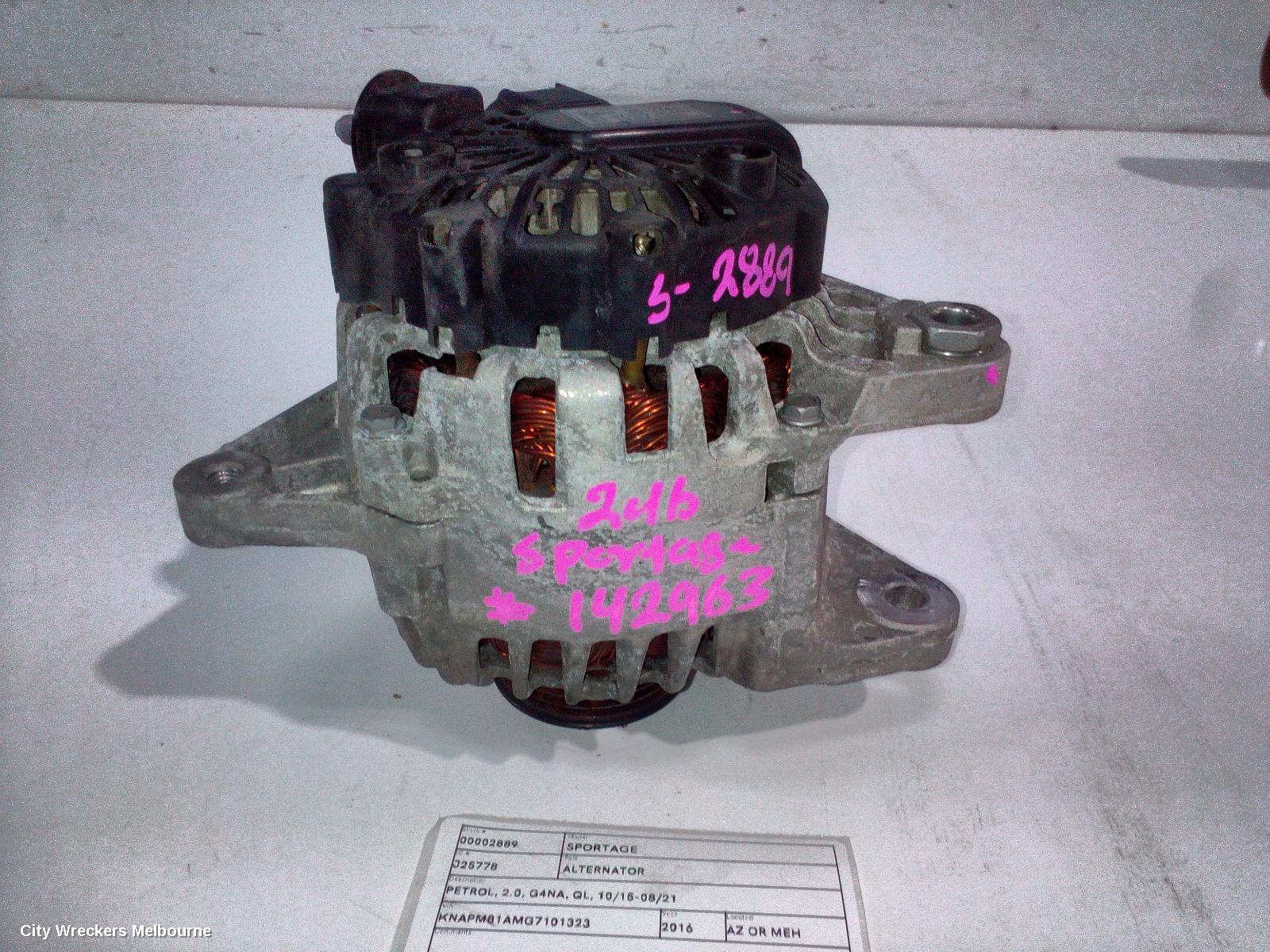 KIA SPORTAGE ALTERNATOR, PETROL, 2.0, G4NA, QL, 10/2015 - 08/2021