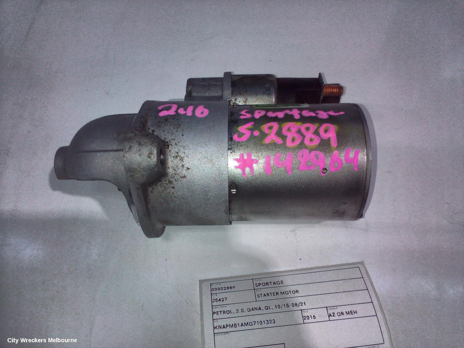 KIA SPORTAGE STARTER, PETROL, 2.0, G4NA, QL, 10/2015 - 08/2021