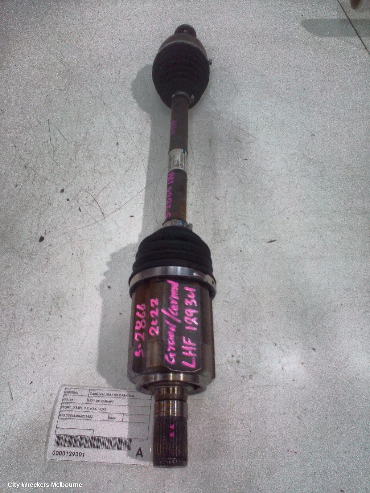 KIA CARNIVAL/GRAND CARNIVAL LEFT DRIVESHAFT, FRONT, DIESEL, 2.2, KA4, 10/2020 ONWARDS