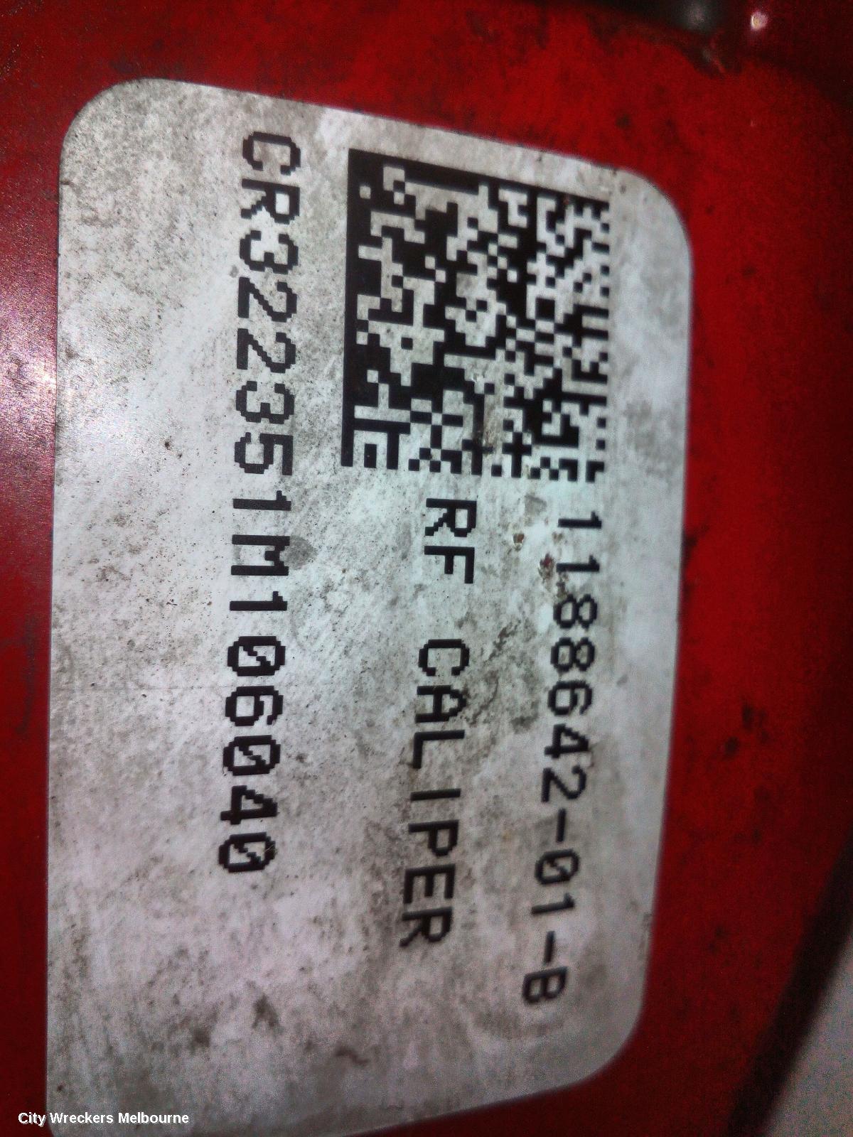 TESLA MODEL Y CALIPER, 1ST GEN, RH FRONT, PERFORMANCE TYPE, RED, 03/2022 ONWARDS