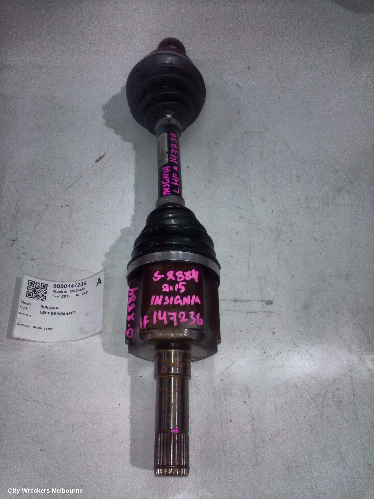 HOLDEN INSIGNIA LEFT DRIVESHAFT, GA, 02/2015 - 01/2017