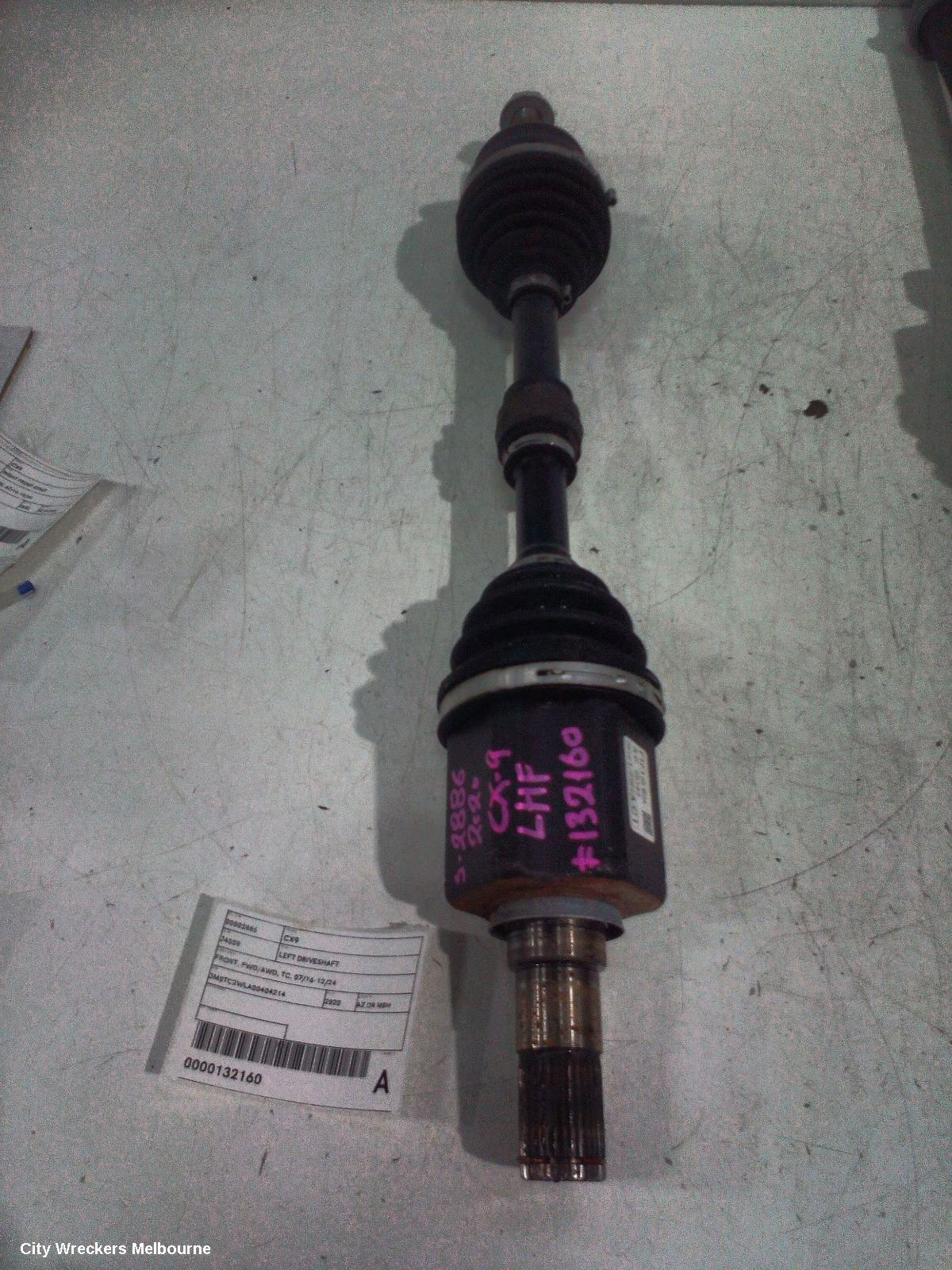 MAZDA CX9 LEFT DRIVESHAFT, FRONT, FWD/AWD, TC, 07/2016 - 12/2024