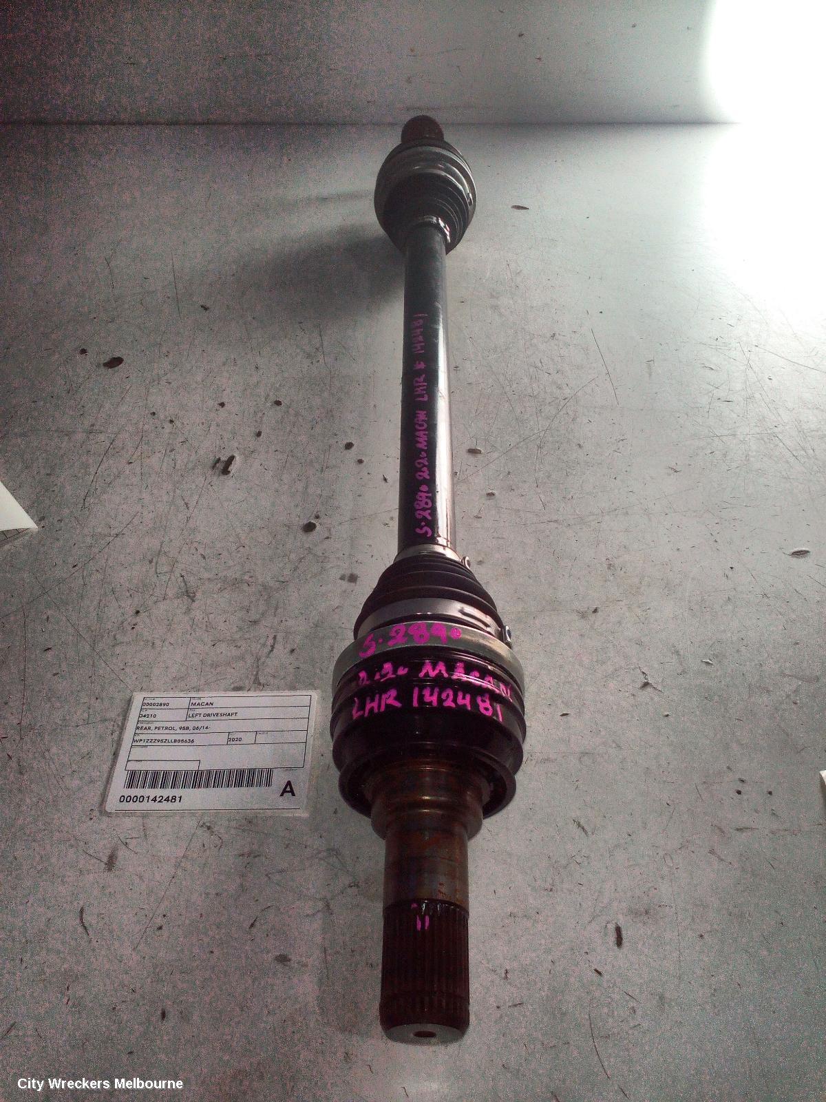 PORSCHE MACAN LEFT DRIVESHAFT, REAR, PETROL, 95B, 06/2014 ONWARDS