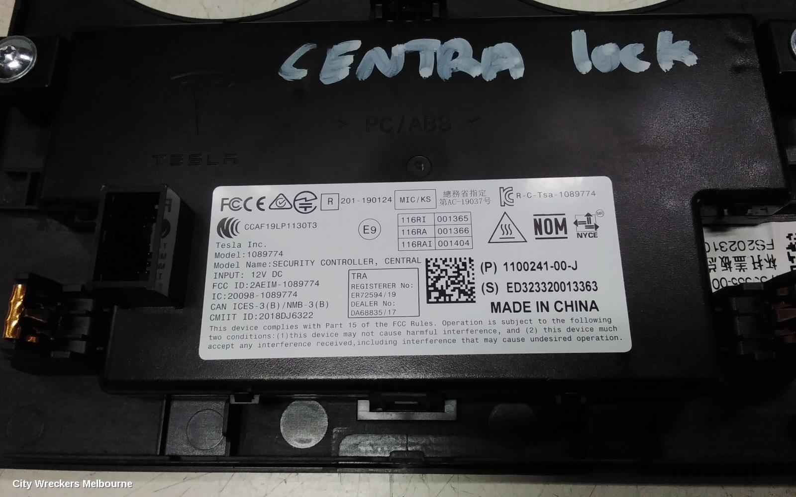TESLA MODEL 3, 1ST GEN, 06/2019 ONWARDS, 1100241-00-J  SECURITY CONTROLLER, CENTRAL TESLA MODEL 3, MODEL Y: 128967