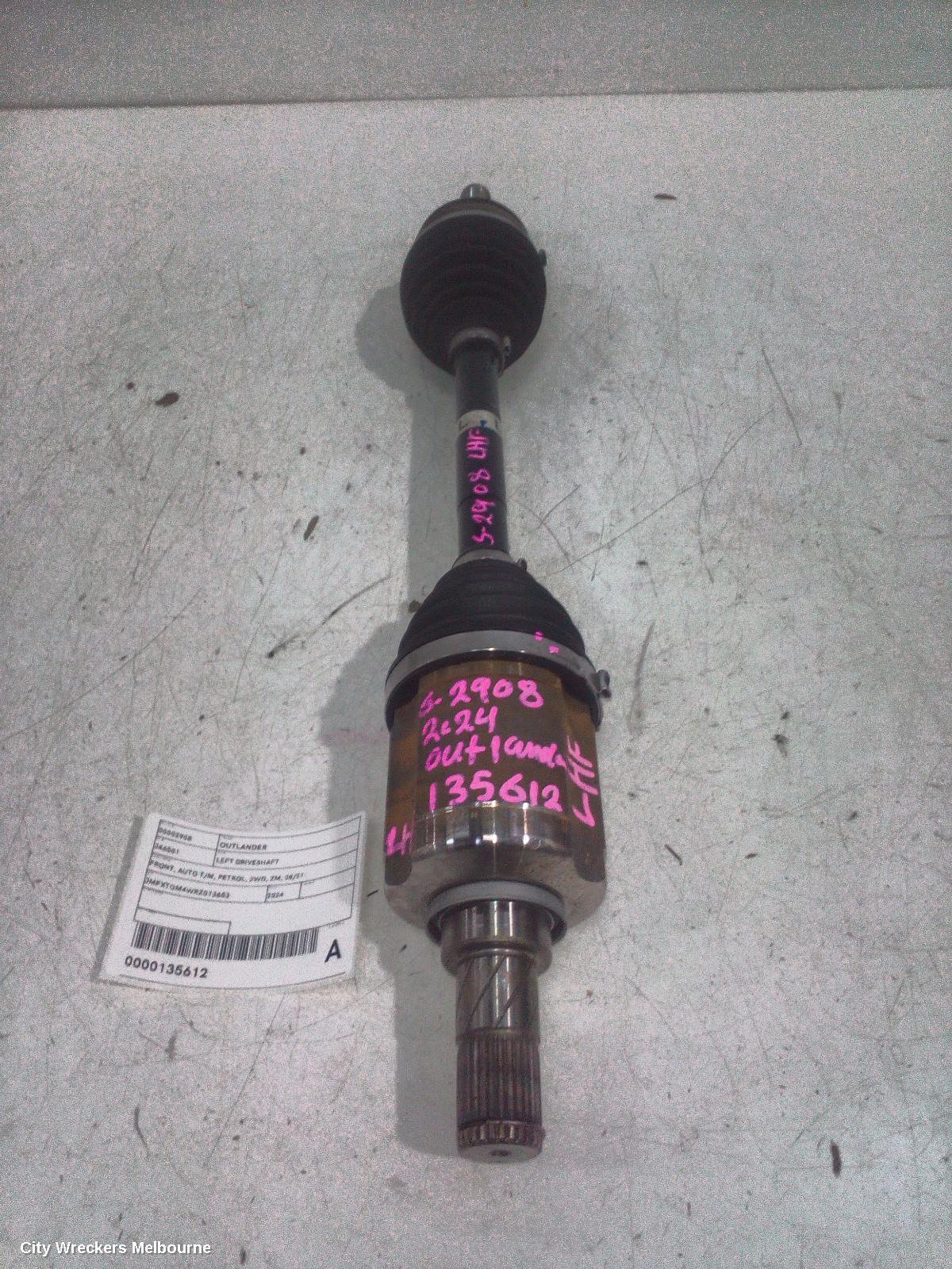 MITSUBISHI OUTLANDER LEFT DRIVESHAFT, FRONT, AUTO T/M, PETROL, 2WD, ZM, 08/2021 ONWARDS