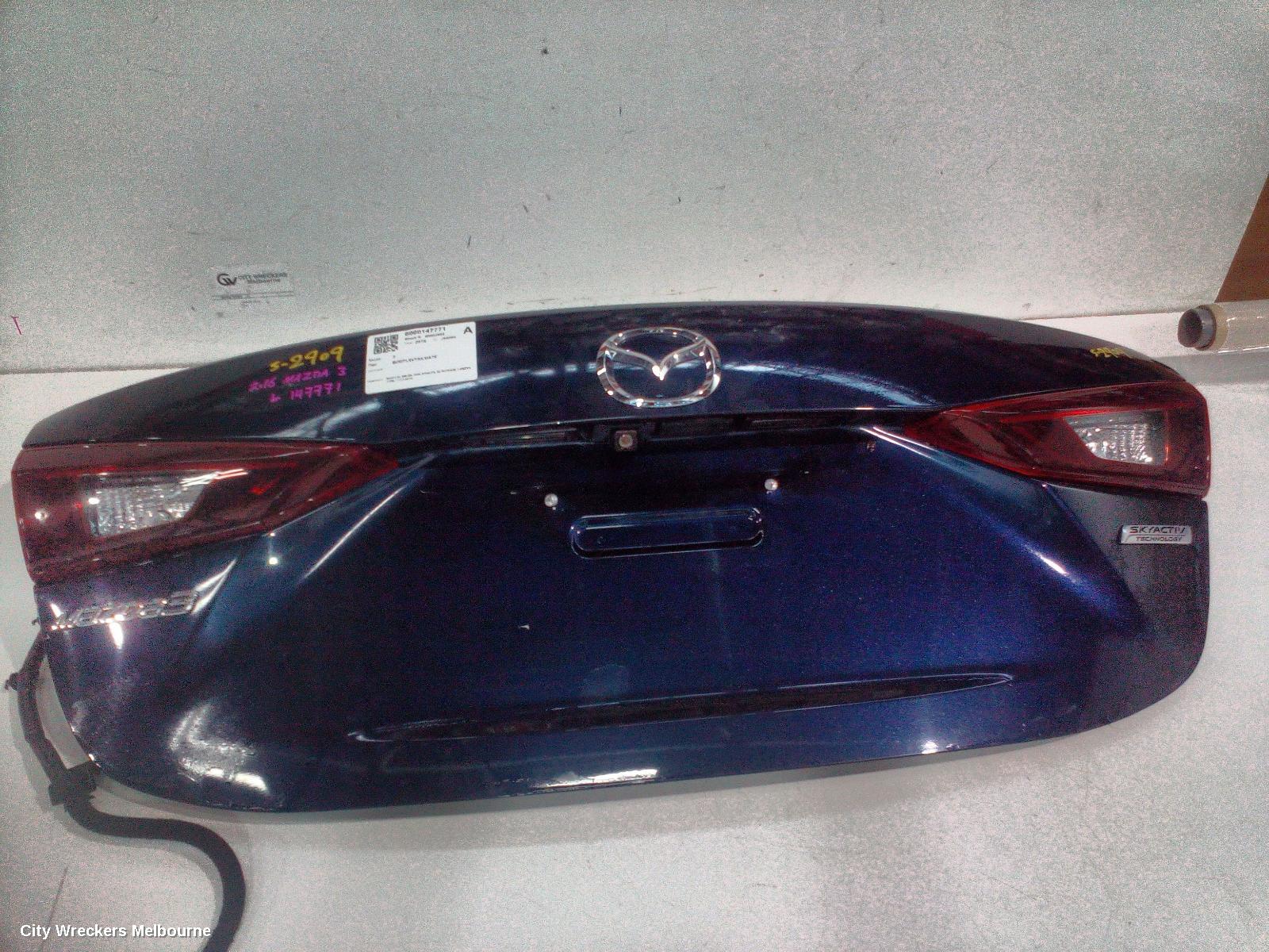 MAZDA 3 BOOTLID/TAILGATE, BOOTLID, BM-BN, NON SPOILER, W/ REVERSE CAMERA TYPE, 11/2013 - 02/2019