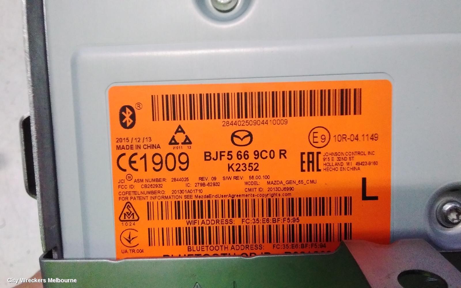 MAZDA 3 RADIO/CD/DVD/SAT/TV, HEAD UNIT, SD CARD, SAT NAV TYPE, BN, 05/2016 - 02/2019
