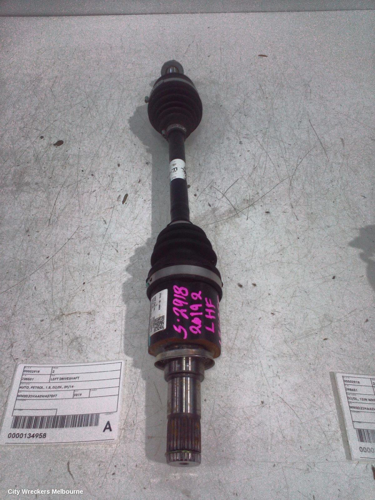 MAZDA 2 LEFT DRIVESHAFT, AUTO, PETROL, 1.5, DJ/DL, 09/2014 ONWARDS