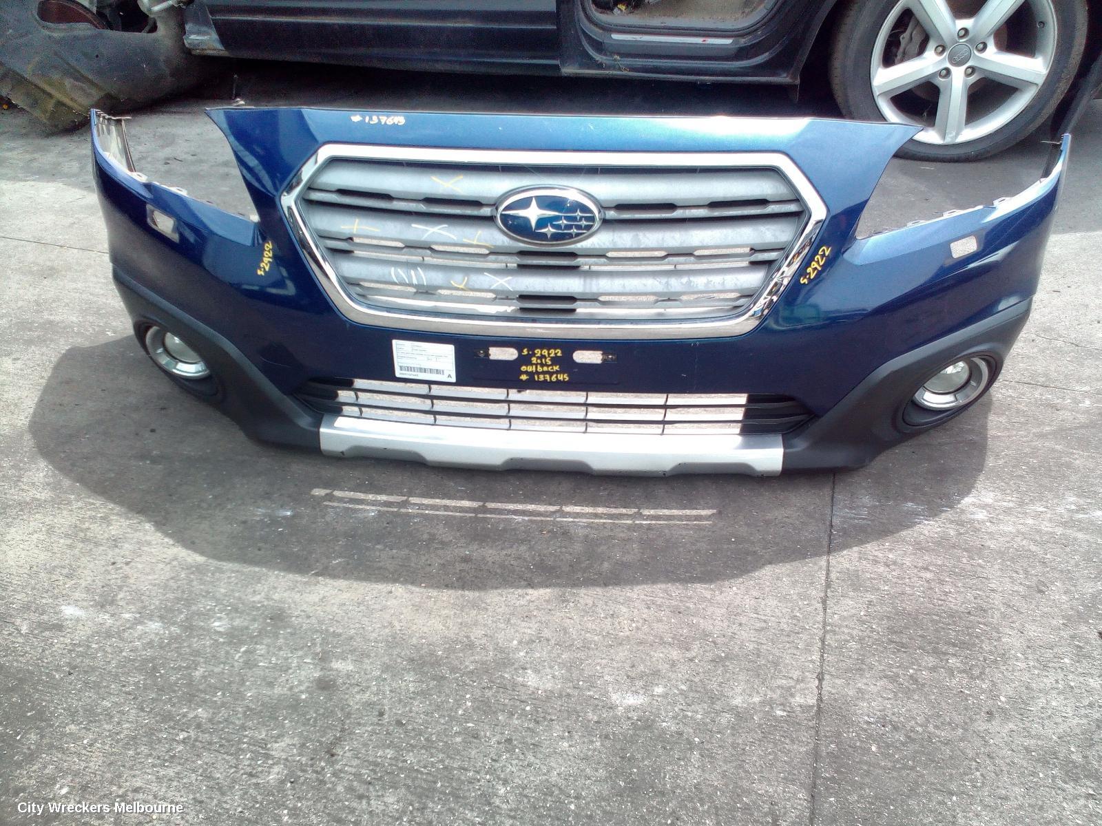 SUBARU OUTBACK FRONT BUMPER, 6TH GEN, NON PARK SENSOR, W/ H/LAMP WASHER TYPE, 08/2014 - 12/2017