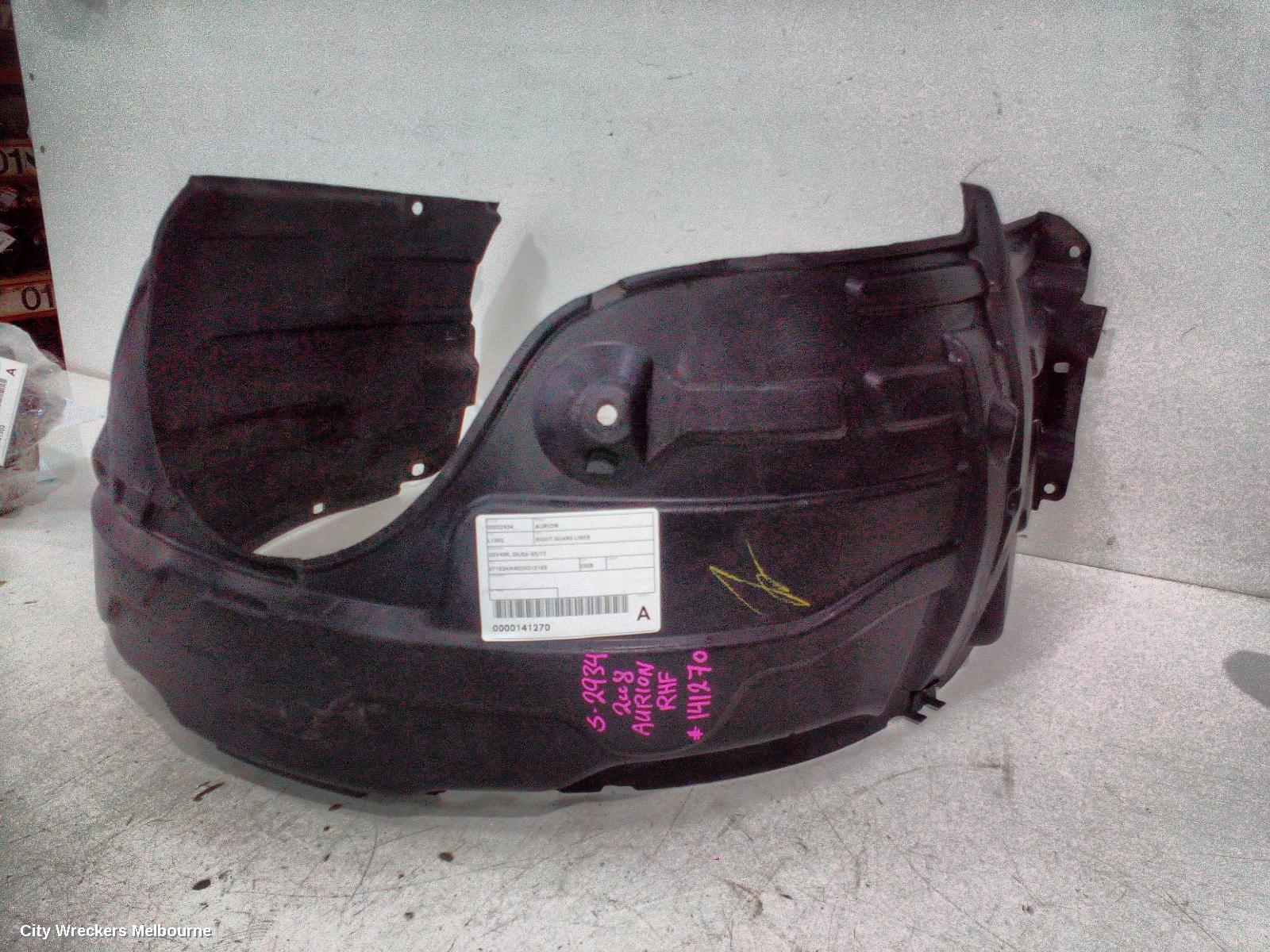 TOYOTA AURION RIGHT GUARD LINER, GSV40R, 06/2006 - 03/2012