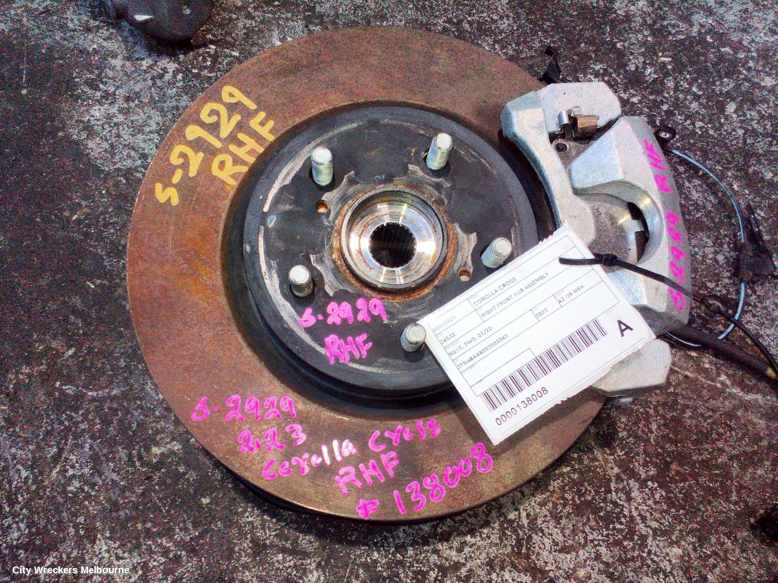 TOYOTA COROLLA CROSS RIGHT FRONT HUB ASSEMBLY, XG10, 2WD, 01/2022 ONWARDS