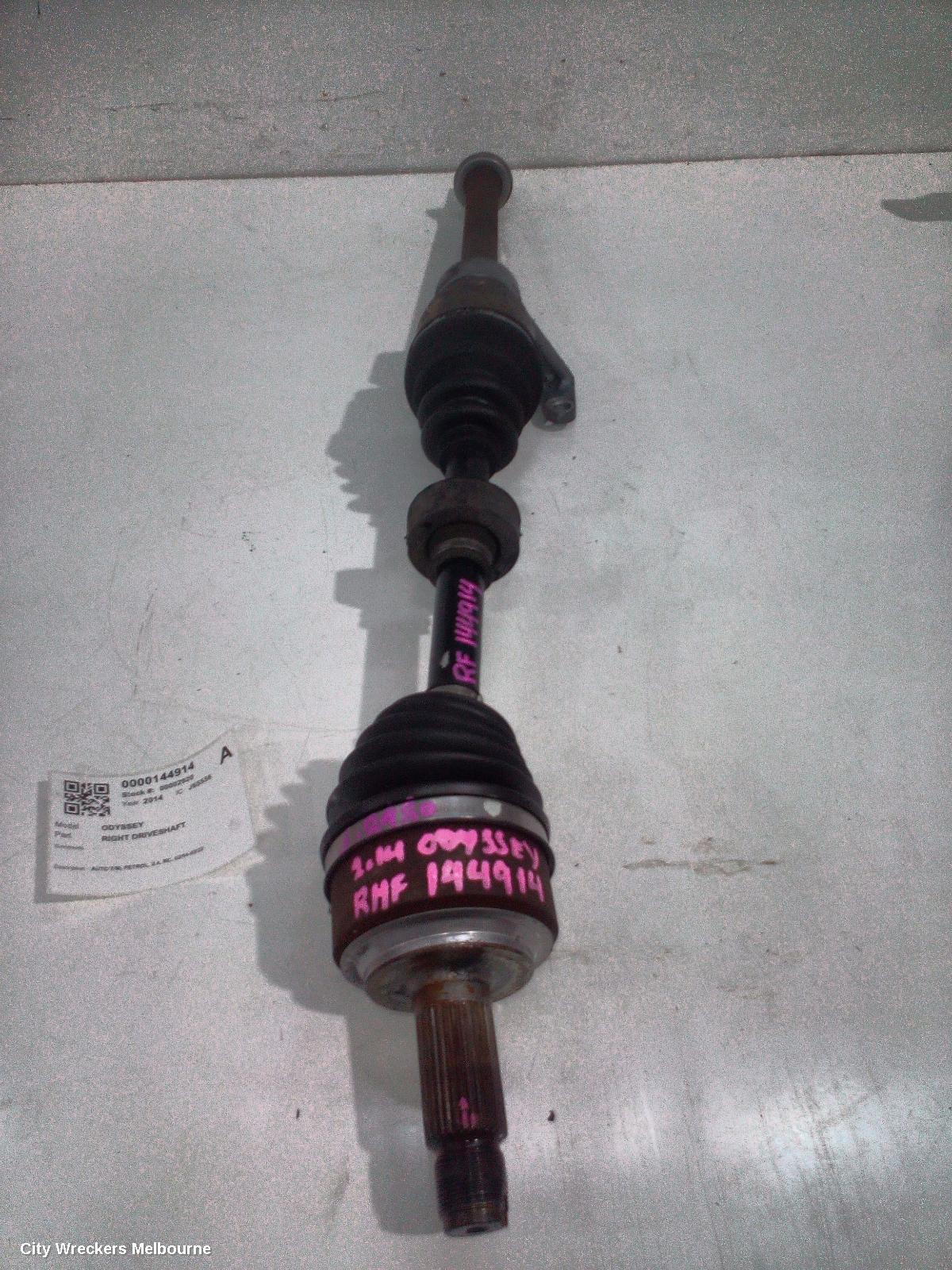 HONDA ODYSSEY RIGHT DRIVESHAFT, AUTO T/M, PETROL, 2.4, RC, 02/2014 - 03/2022