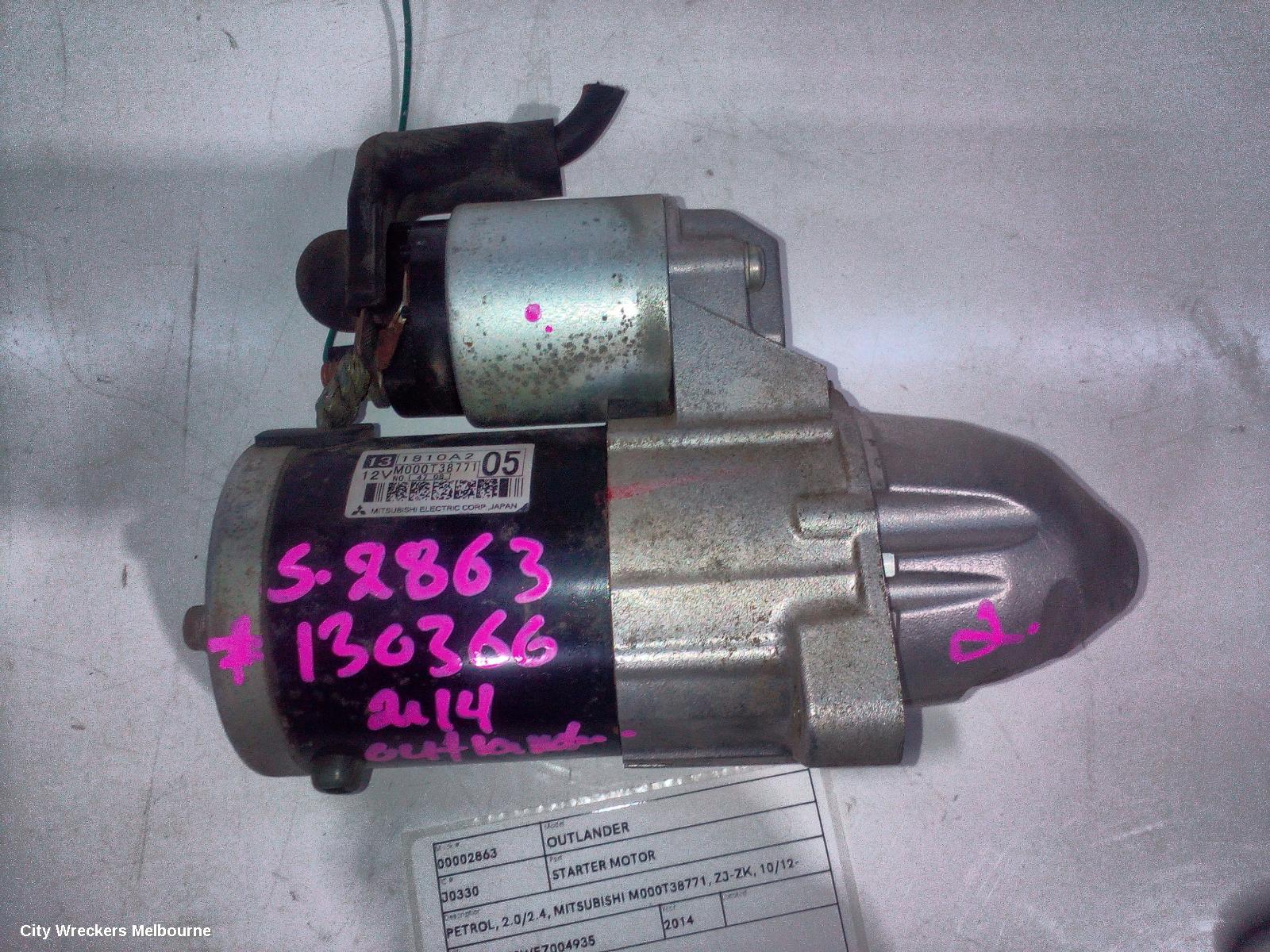 MITSUBISHI OUTLANDER STARTER, PETROL, 2.0/2.4, MITSUBISHI M000T38771, ZJ-ZK, 10/2012 - 07/2021