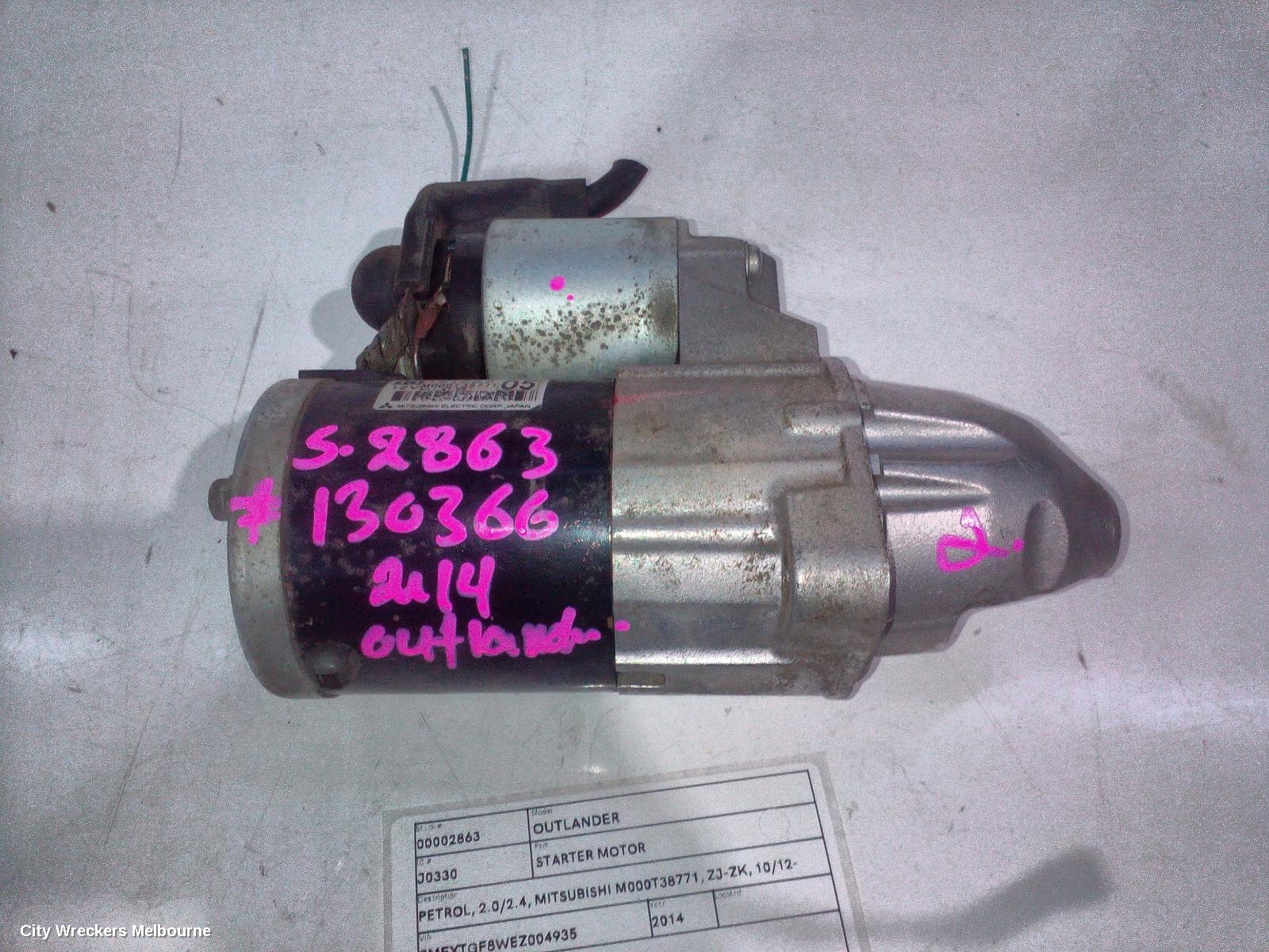 MITSUBISHI OUTLANDER STARTER, PETROL, 2.0/2.4, MITSUBISHI M000T38771, ZJ-ZK, 10/2012 - 07/2021