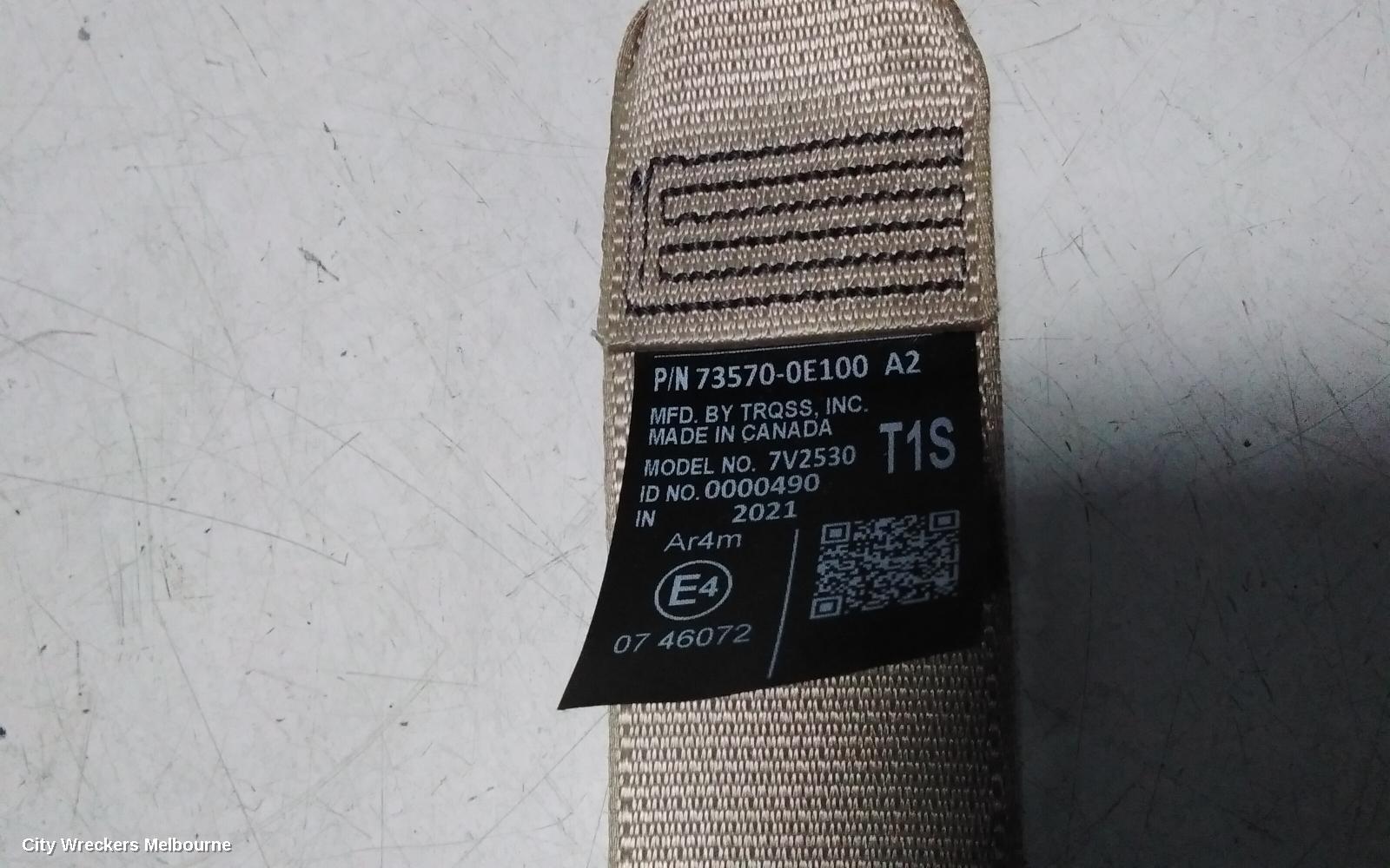TOYOTA KLUGER SEATBELT/STALK, LH REAR 2ND ROW, SEAT BELT ONLY, BEIGE, XU70 SERIES, 03/2021 ONWARDS