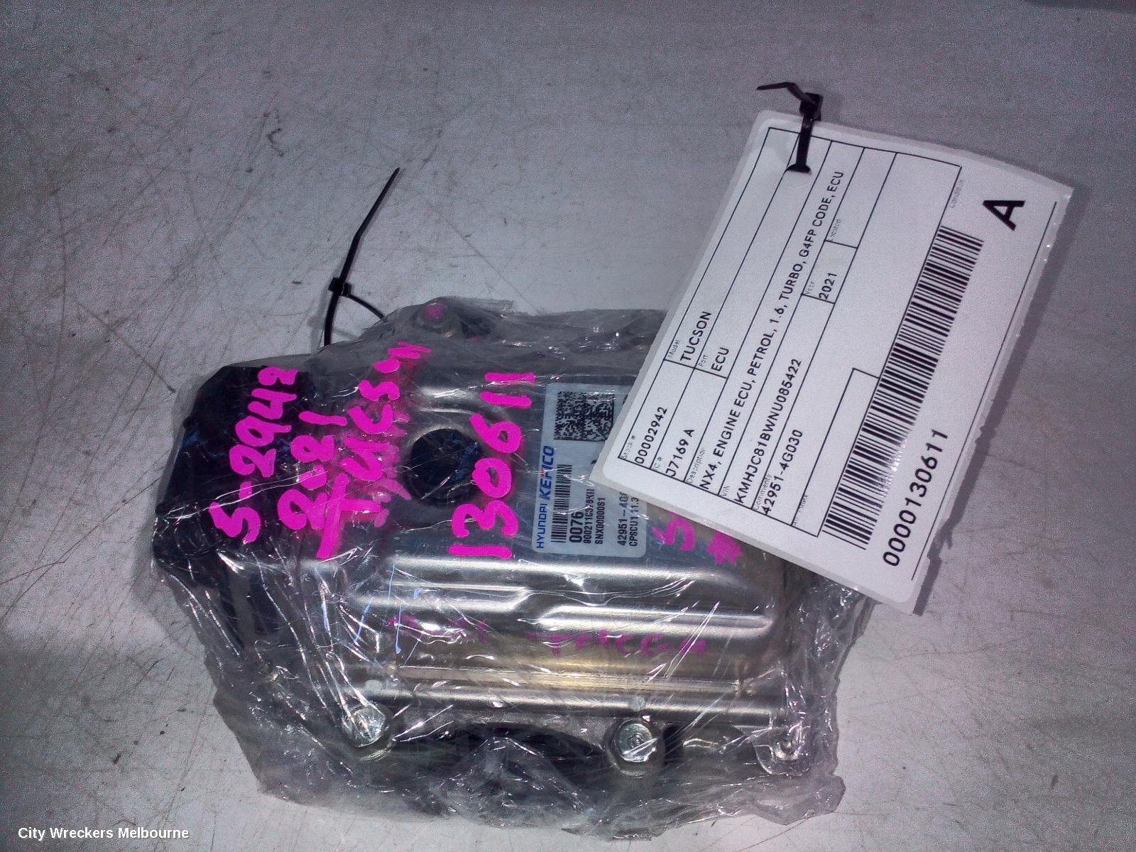 HYUNDAI TUCSON ECU, NX4, ENGINE ECU, PETROL, 1.6, TURBO, G4FP CODE, ECU ONLY, 02/2021 ONWARDS