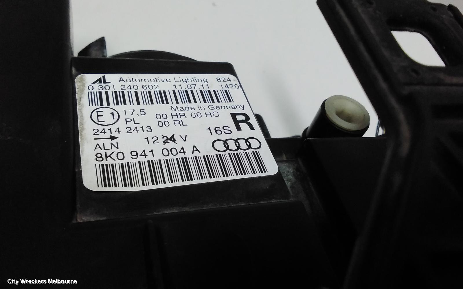 AUDI A4 RIGHT HEADLAMP, B8 8K, HALOGEN TYPE, 02/2008 - 06/2012