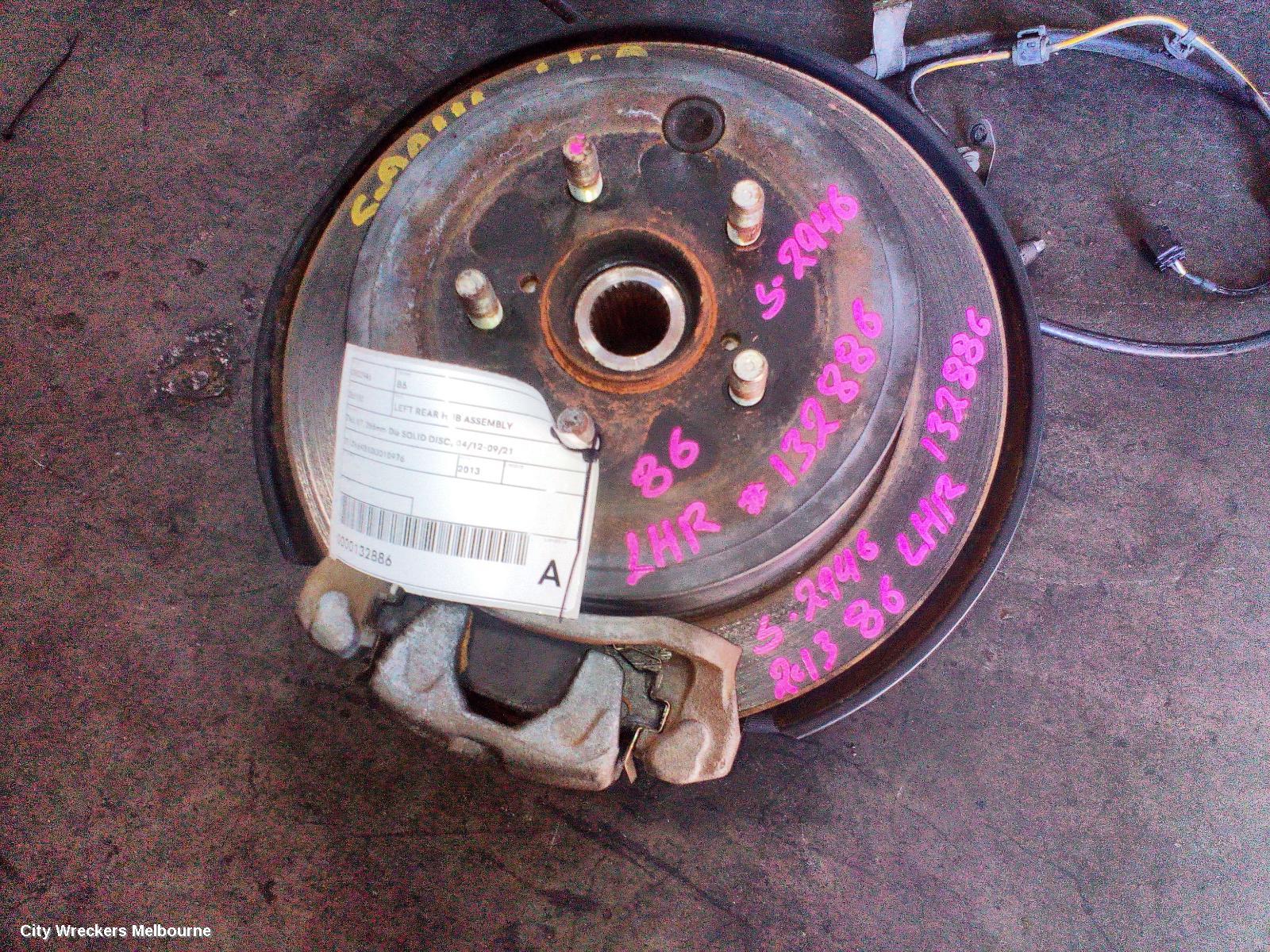 TOYOTA 86 LEFT REAR HUB ASSEMBLY, ZN6, GT, 286MM DIA SOLID DISC, 04/2012 - 09/2021