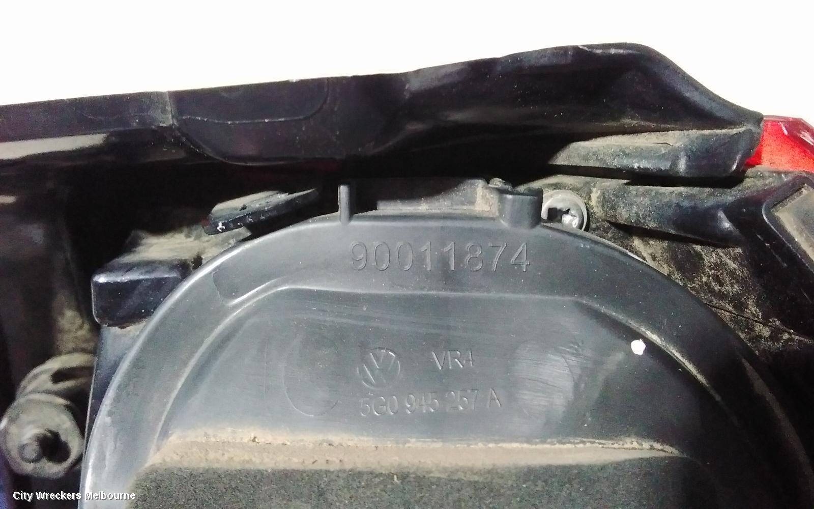 VOLKSWAGEN GOLF LEFT TAILLIGHT, GEN 7, HATCH, STANDARD, NON LED TYPE, 03/2013 - 03/2017