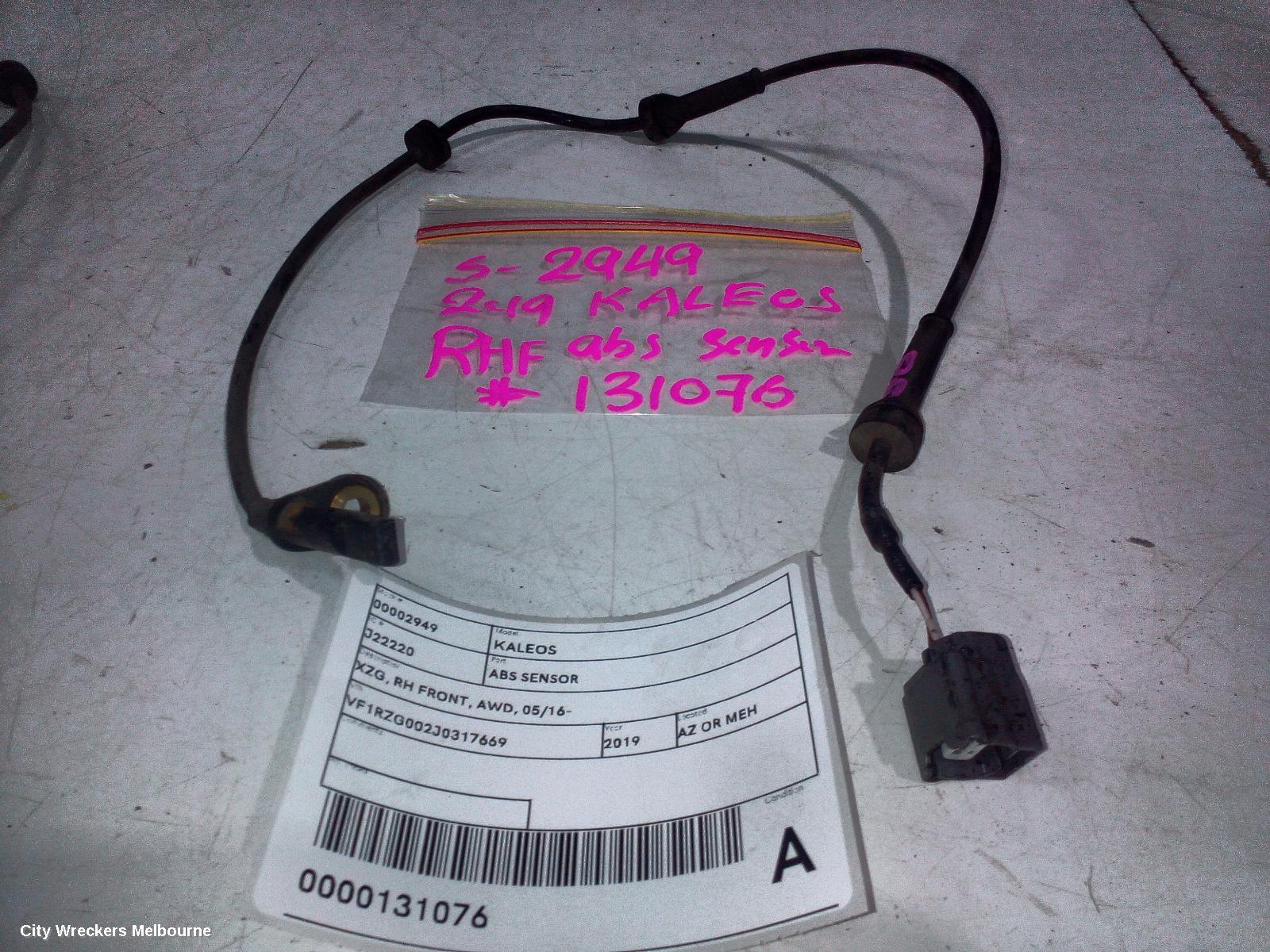 RENAULT KALEOS ABS SENSOR, XZG, RH FRONT, AWD, 05/2016 ONWARDS